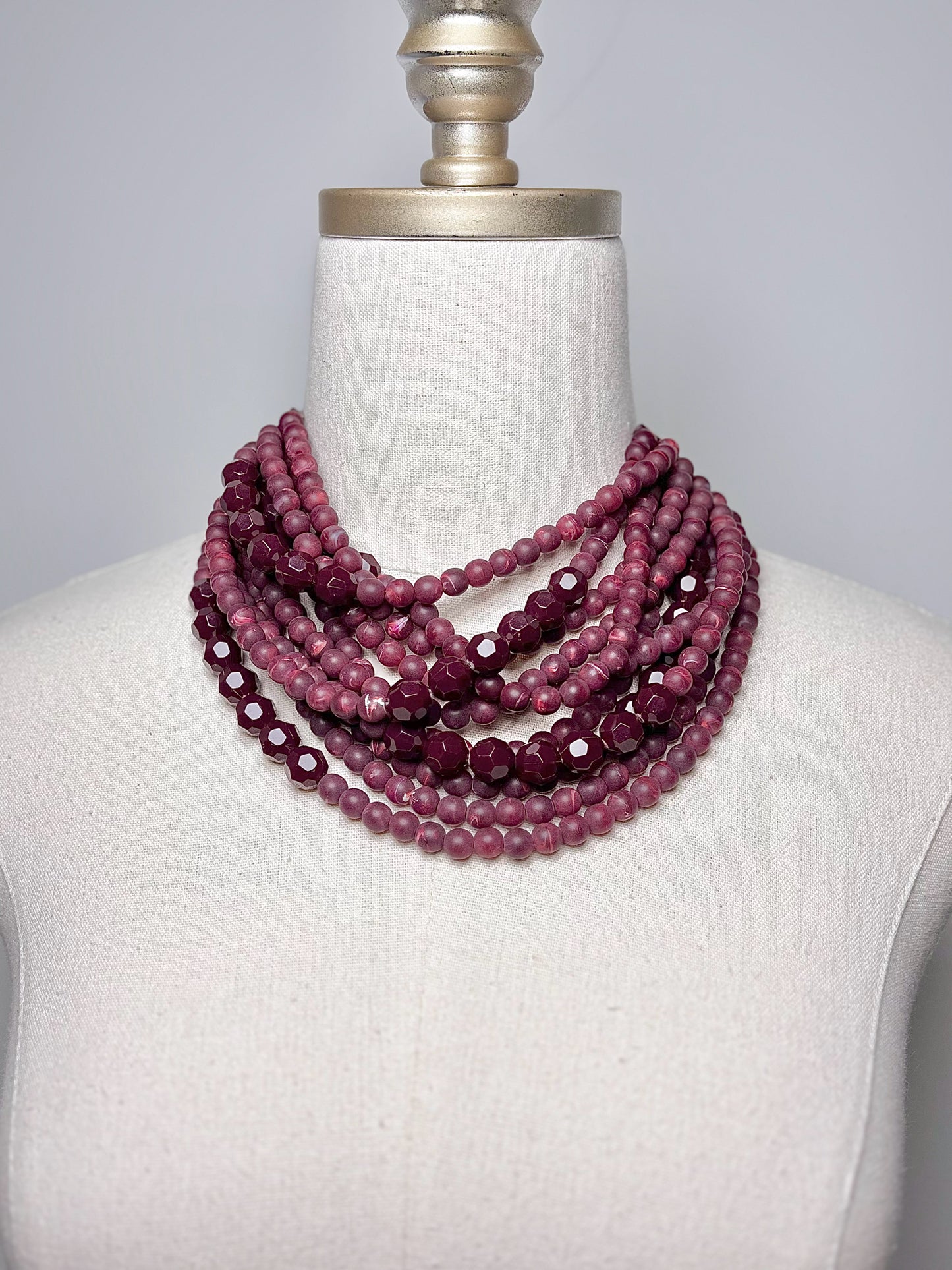 Burgundy Leather, Beads Fairchild Baldwin Beads Necklace