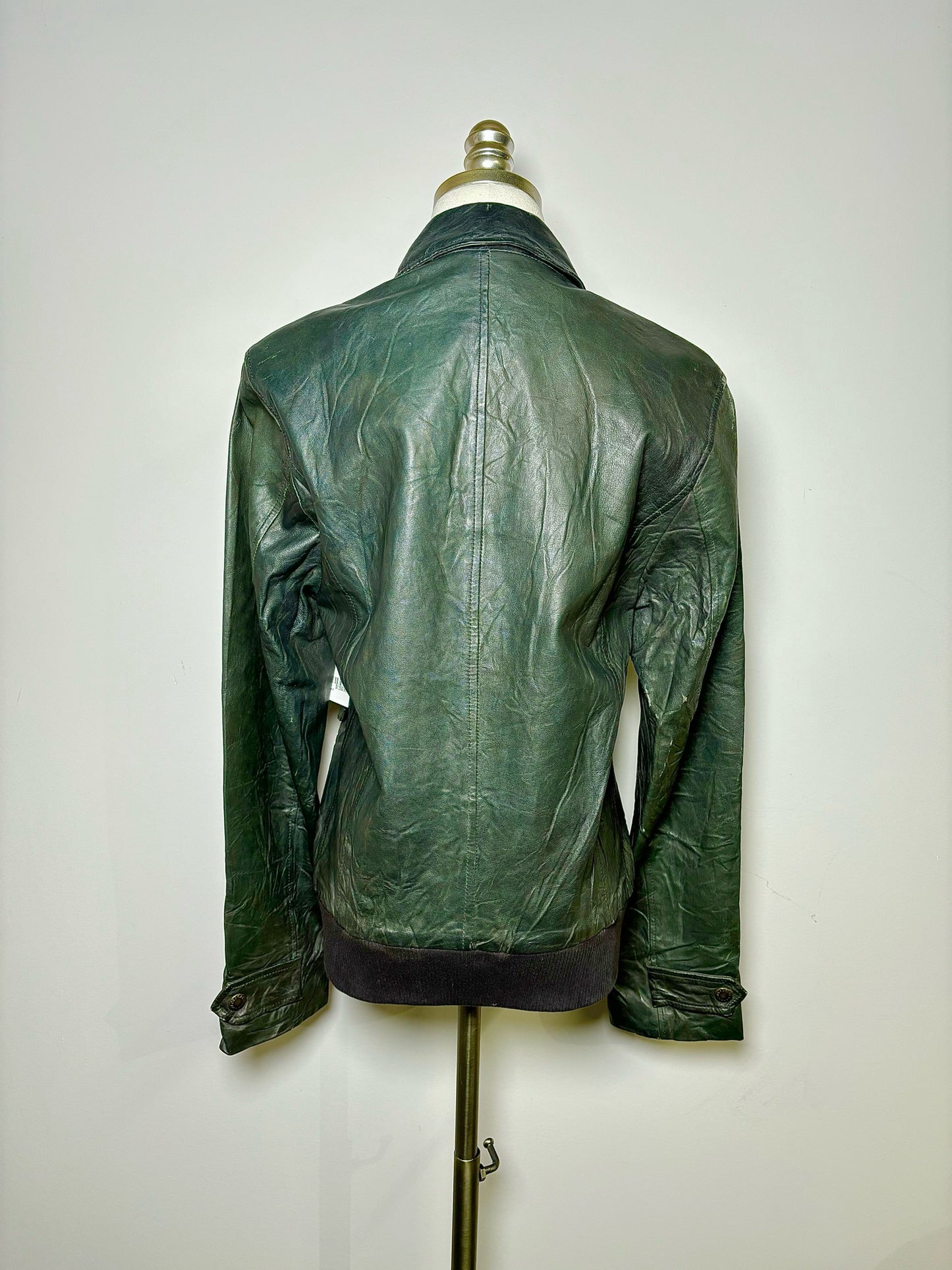 Women Size S Dolce & Gabbana Green Solid Leather Jacket