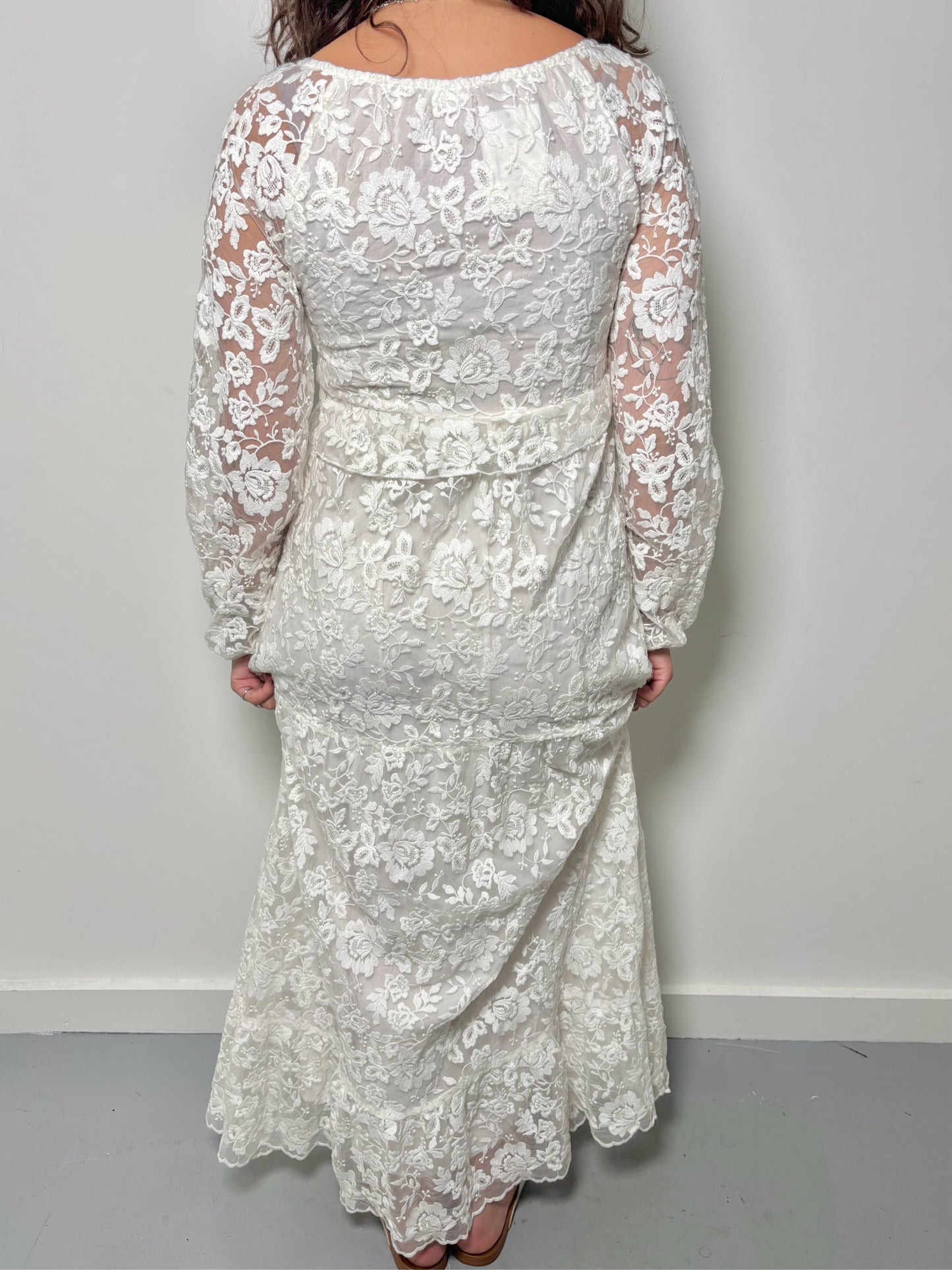 Women Size 38 (6 US) Sezane Cream Lace Cotton, Nylon Dress