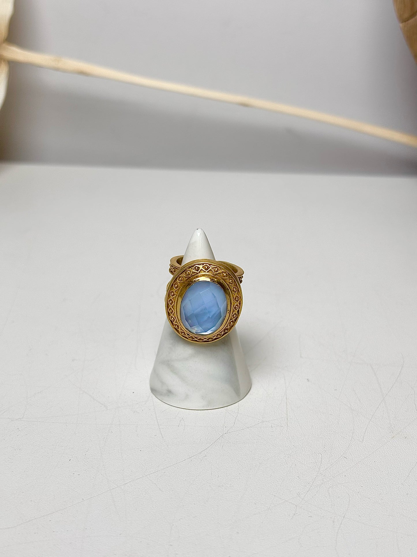 Gold Julie Vos Chalcedony Blue 5.5 24K Gold Plated Ring