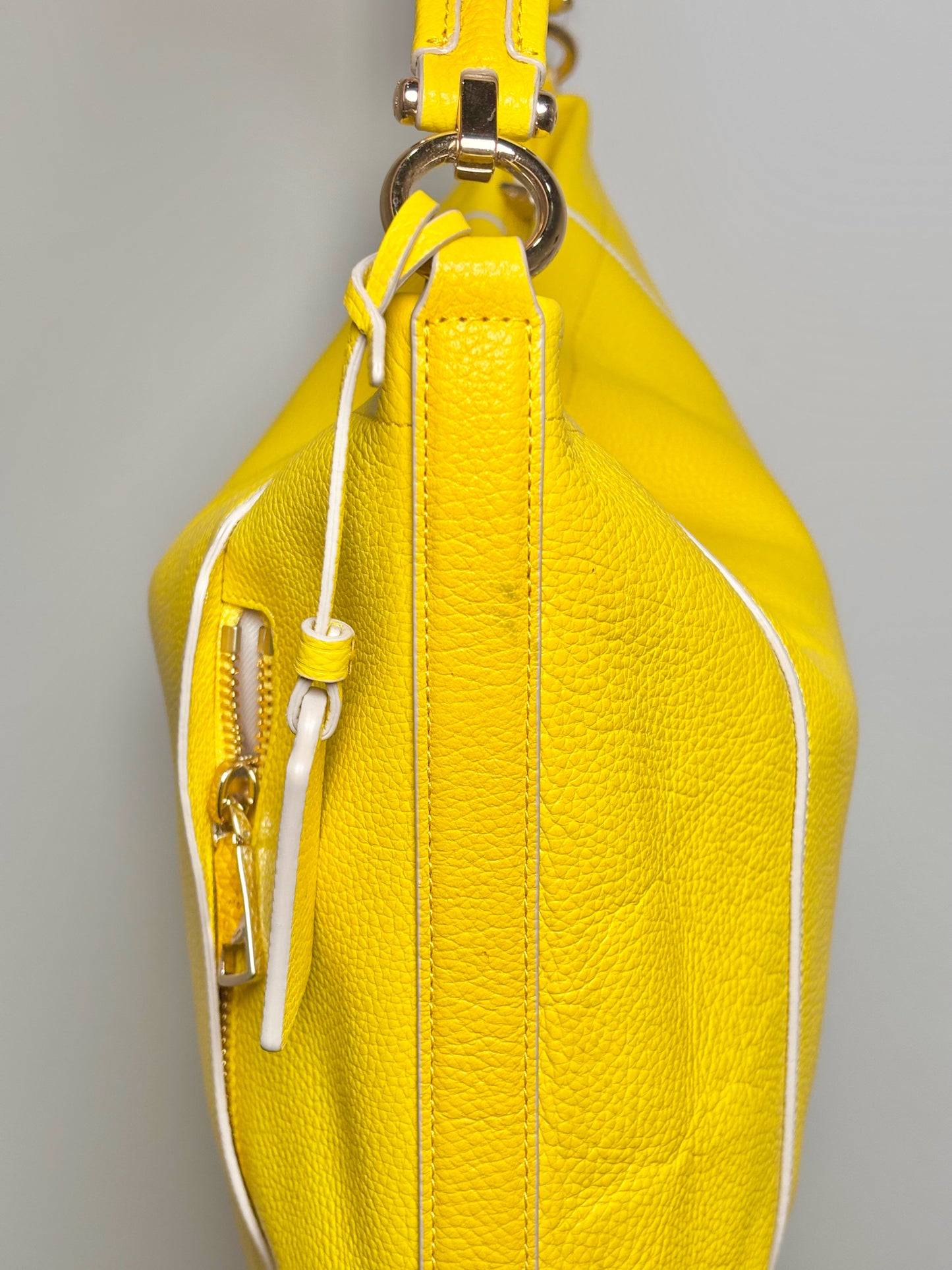 Coach Leather Yellow Pebble Grain Leather Scout Hobo Bag