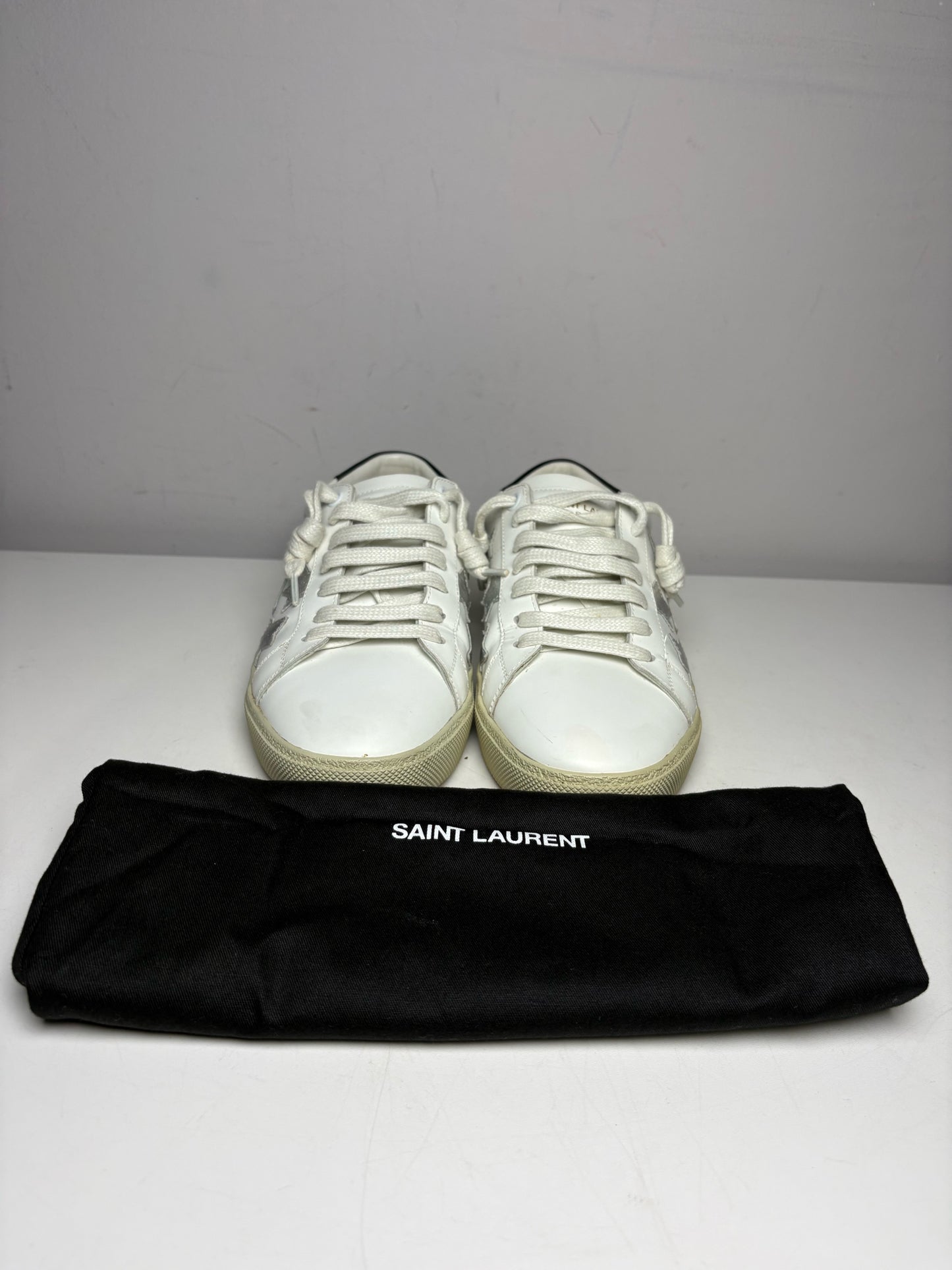 Women's Shoe Size 38 (US 8) Saint Laurent White & Silver Star Pre-Owned Sneakers