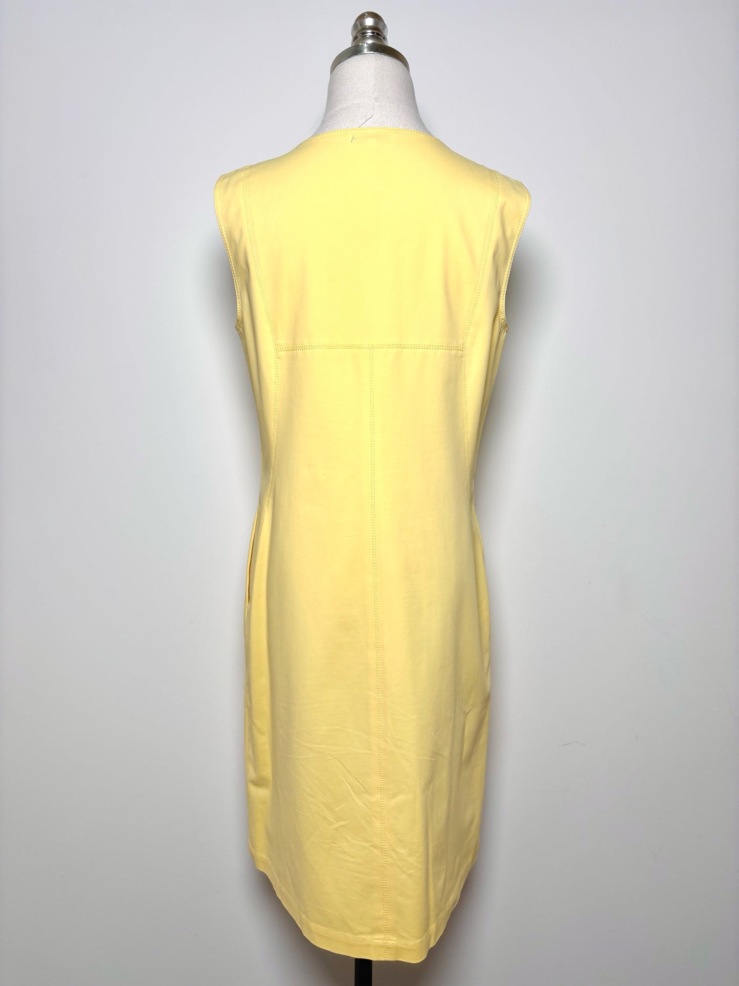 Women Size 8 Lafayette 148 Yellow Solid Cotton, Polyamide, Elastane Dress