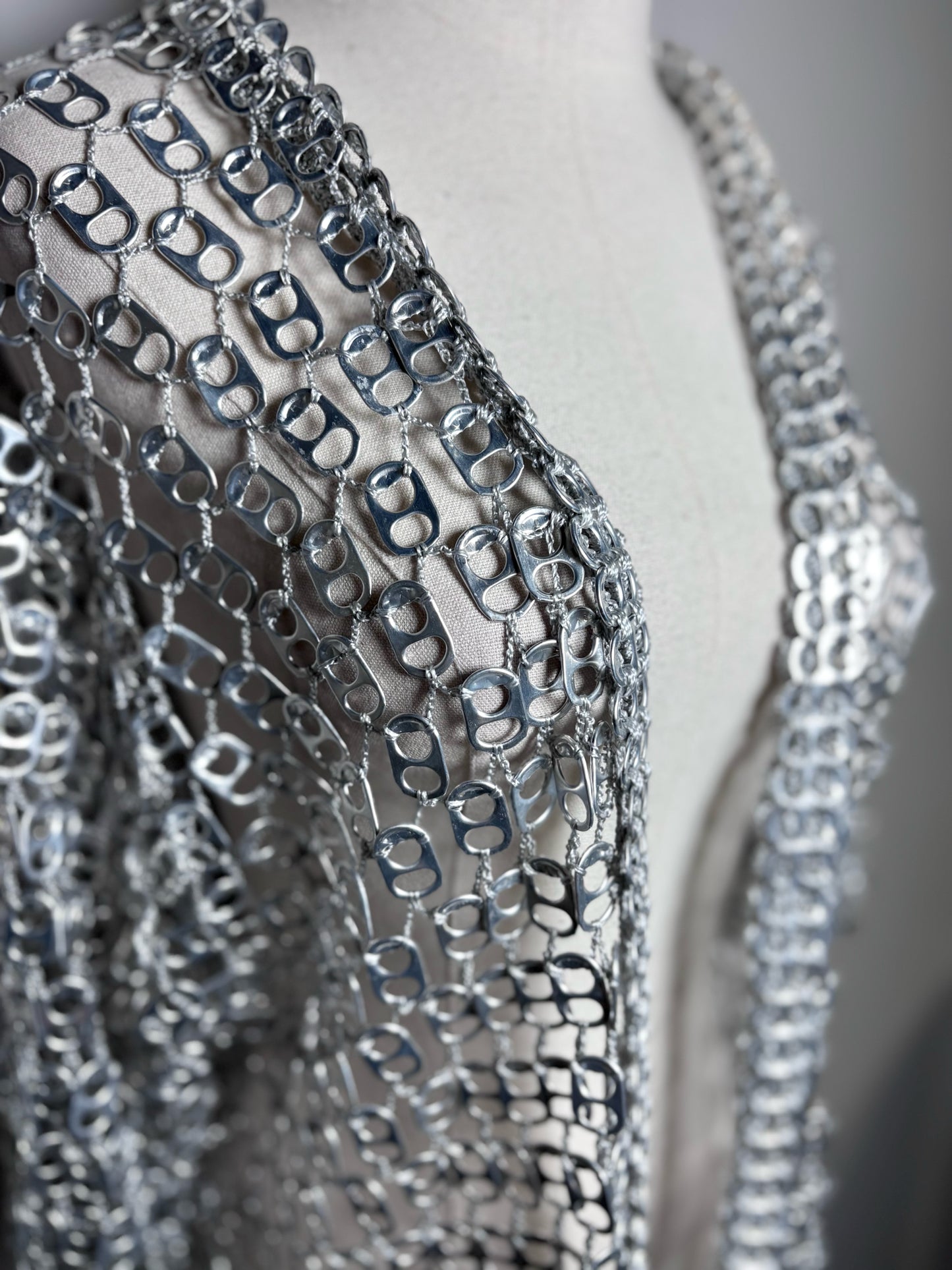 Women One Size Escama Studio 'Debra Silver Aluminum Pop Tabs Crochet Jacket