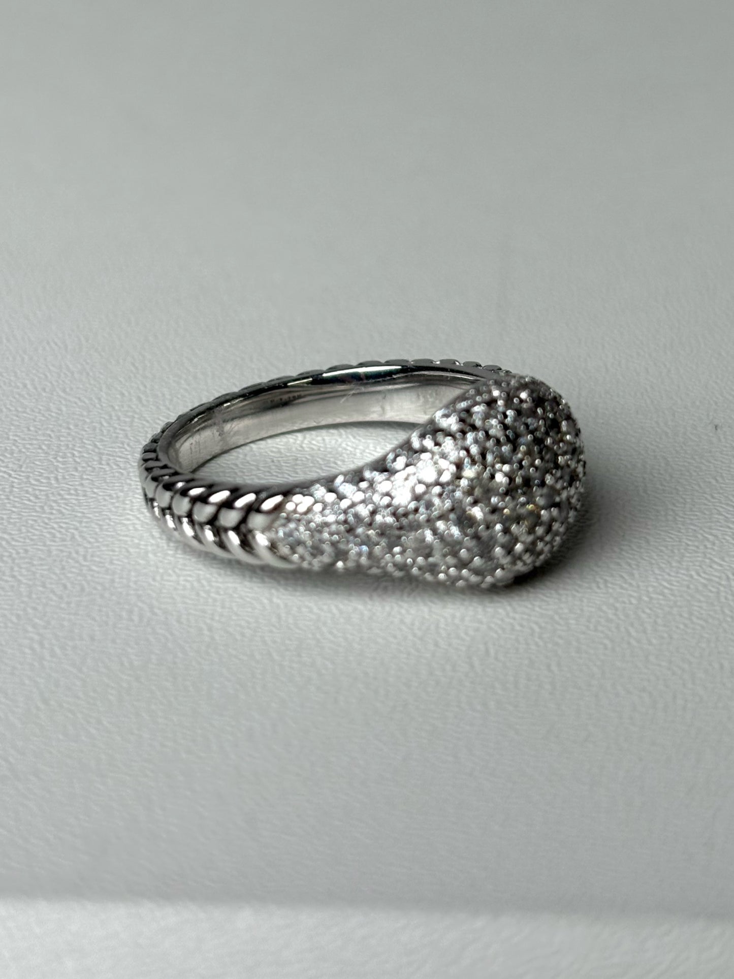 David Yurman Chevron Pinky 18K White Gold Pinky Ring