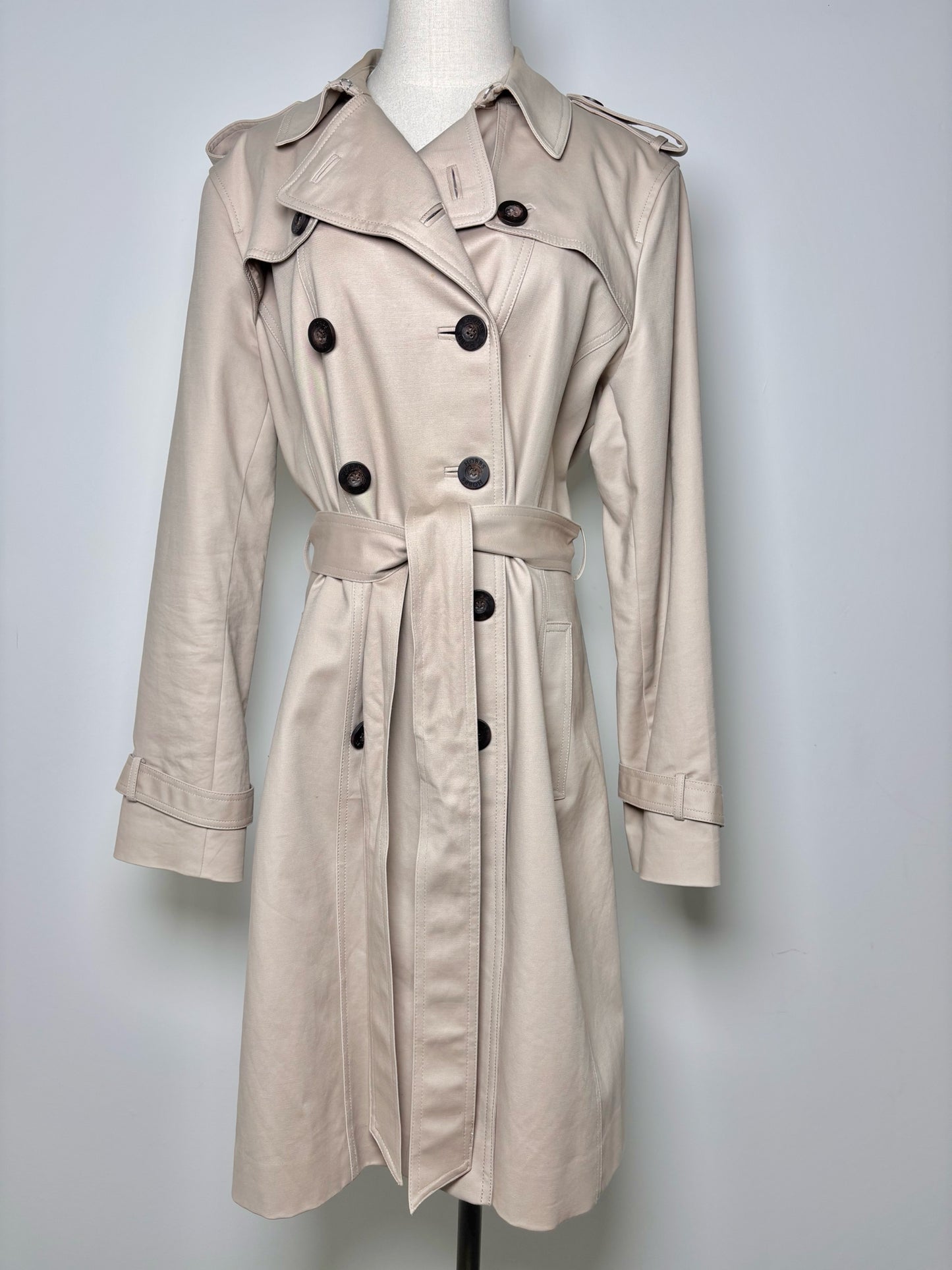 Women Size 14 Hobbs Khaki Solid Coat