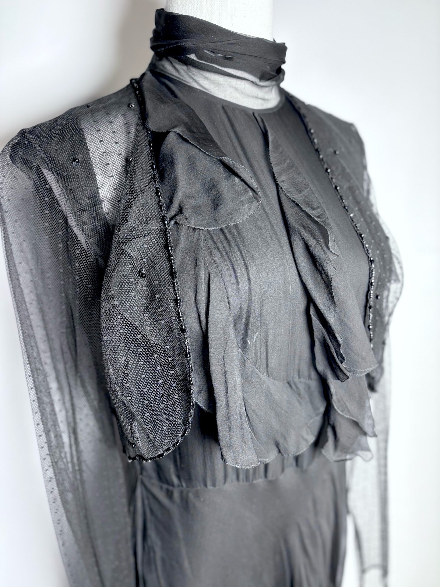 Women Size 12 Ralph Lauren Purple Label Black Chiffon Silk Gown