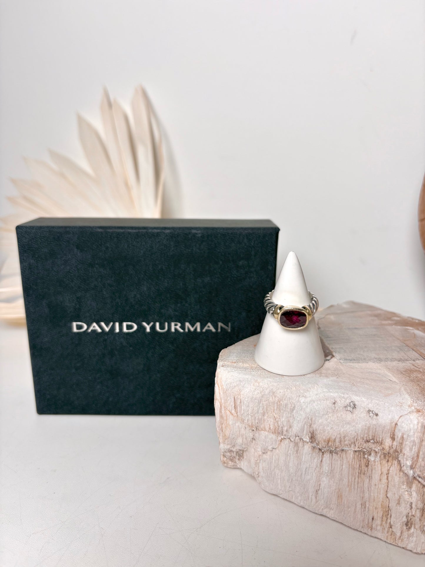 David Yurman Amethyst 14K Gold, Silver Noblesse Sz 7 Ring