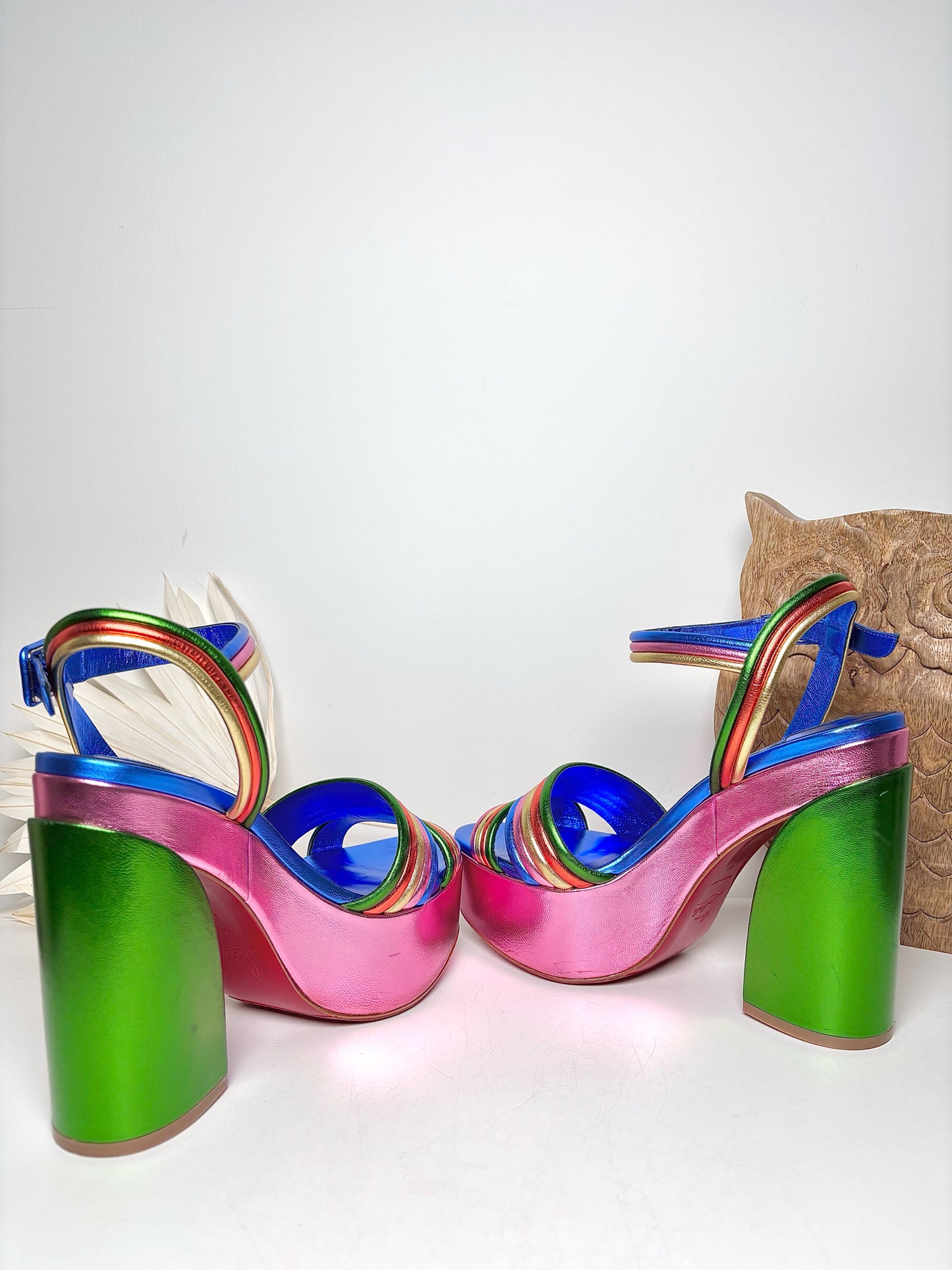 W Shoe Size 41 Christian Louboutin Rainbow Leather NWOT Heels