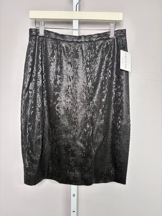 Women Size 44 (8 US) Guy Laroche Black Snakeskin Effect Vintage Skirt