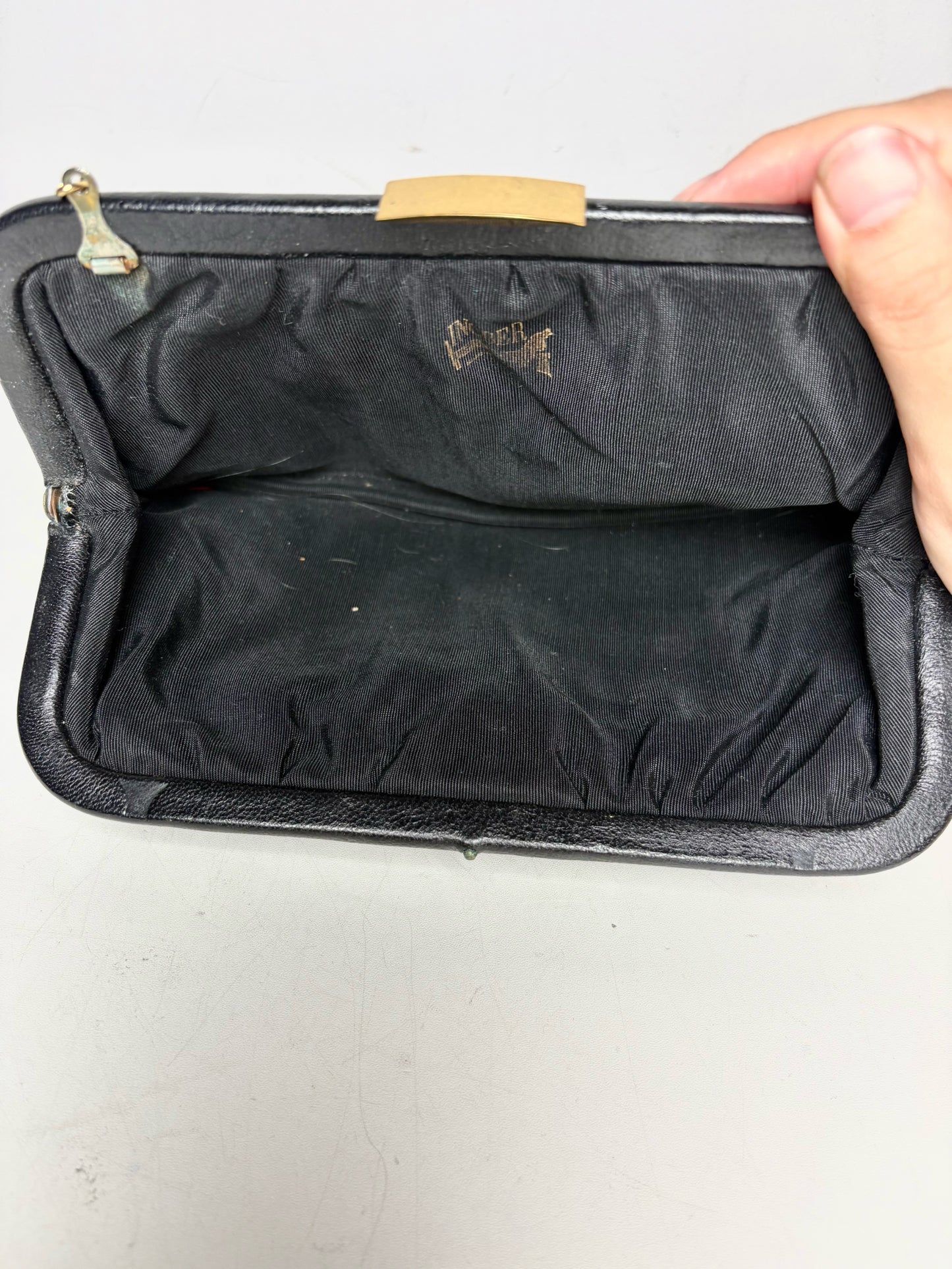 Women's Ingber Solid Vintage Leather Pre-owned Black Leather Small Purse