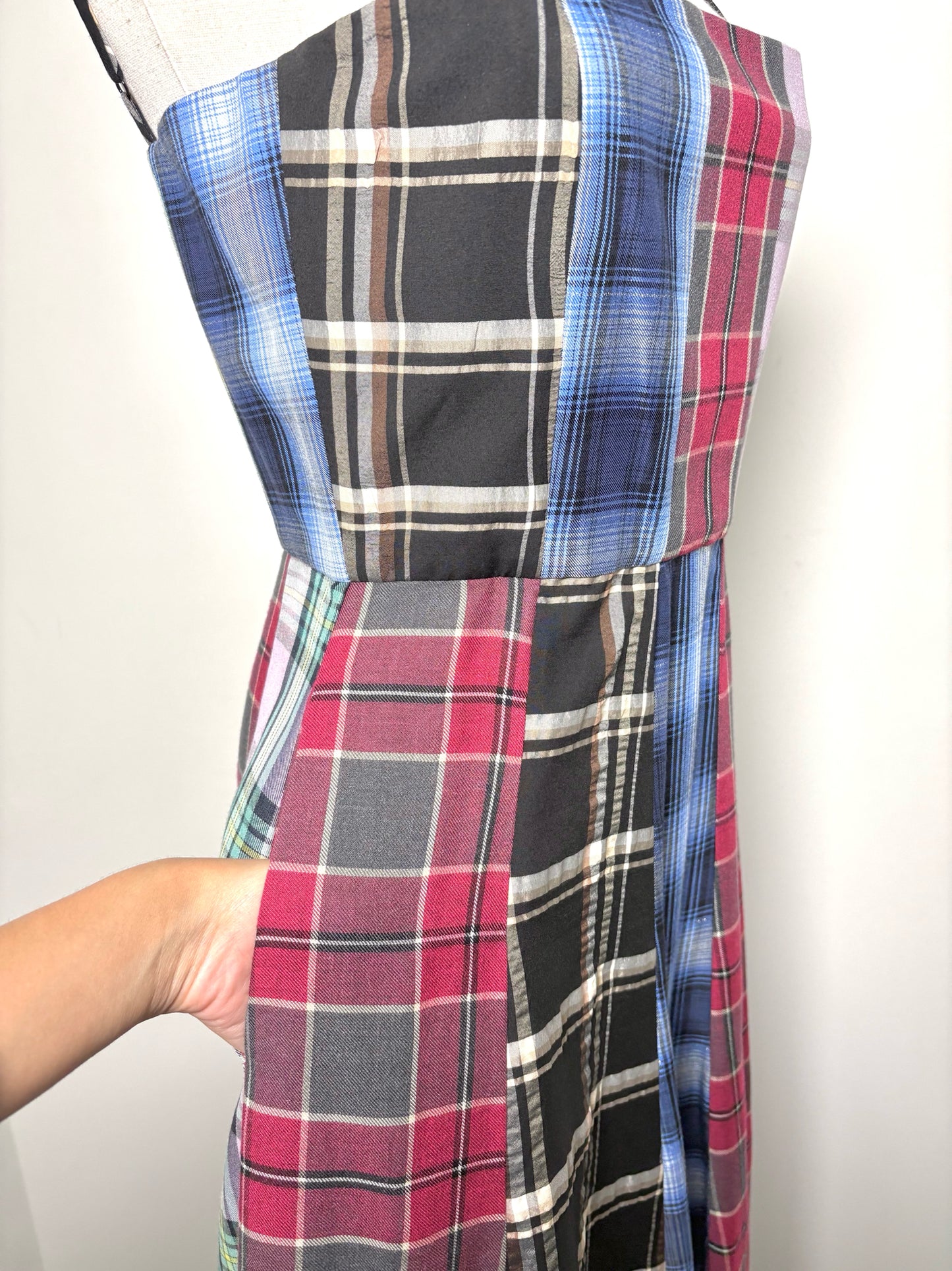 Women Size 4 Autumn Adeigbo Red, blue, pink, black, brown Plaid Cotton Dress