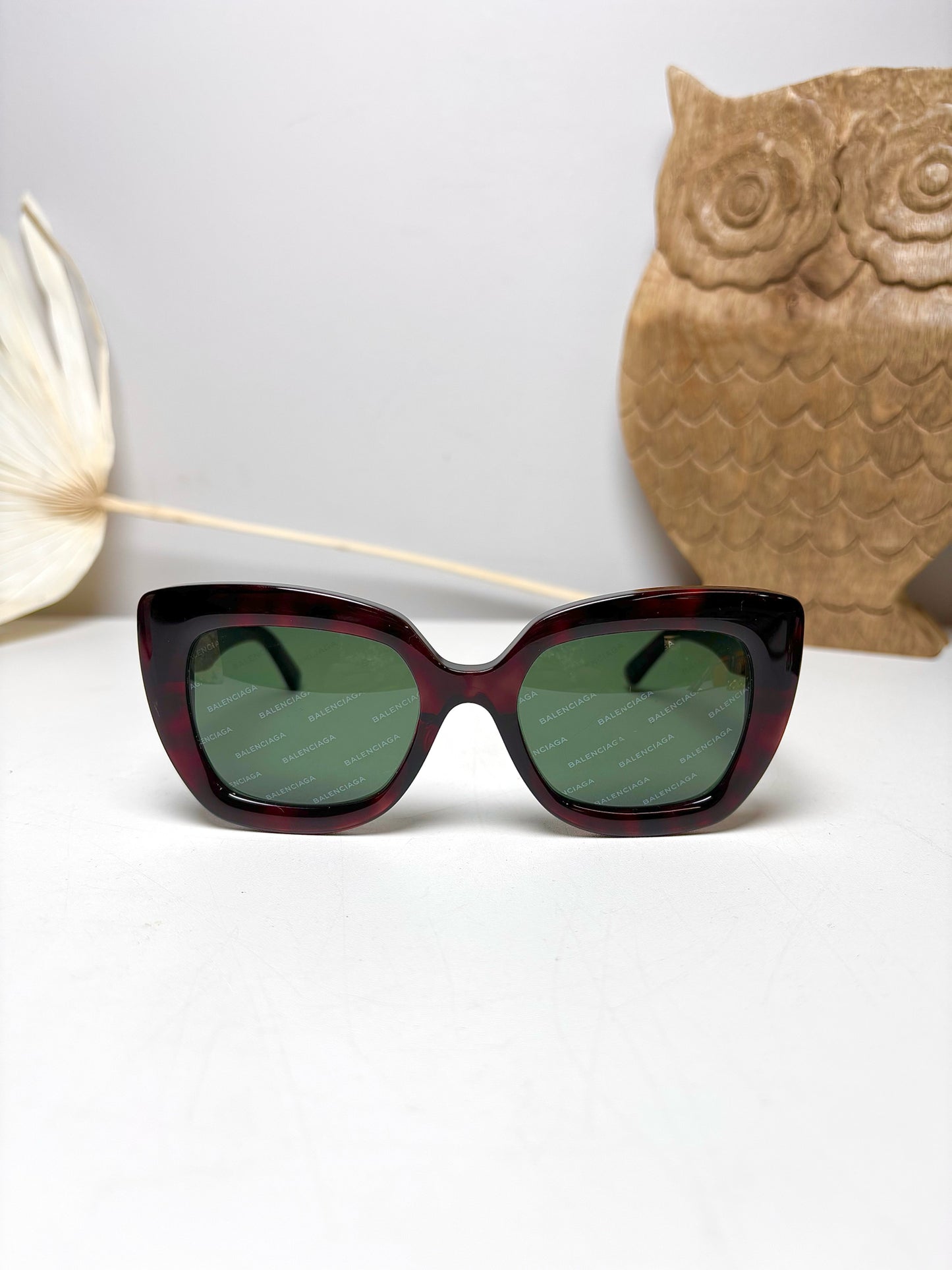 Balenciaga Brown Tortoiseshell Sunglasses w/Logo Watermark Lenses