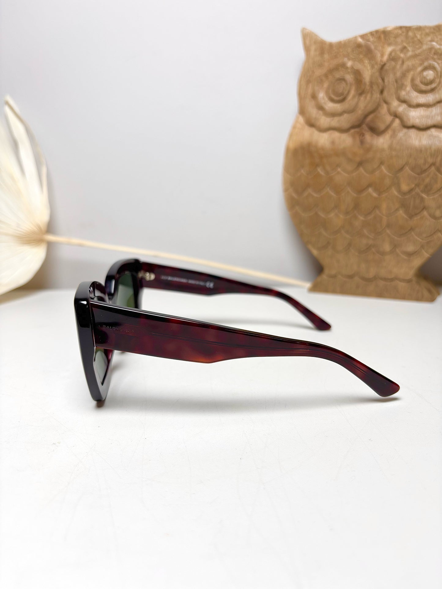 Balenciaga Brown Tortoiseshell Sunglasses w/Logo Watermark Lenses