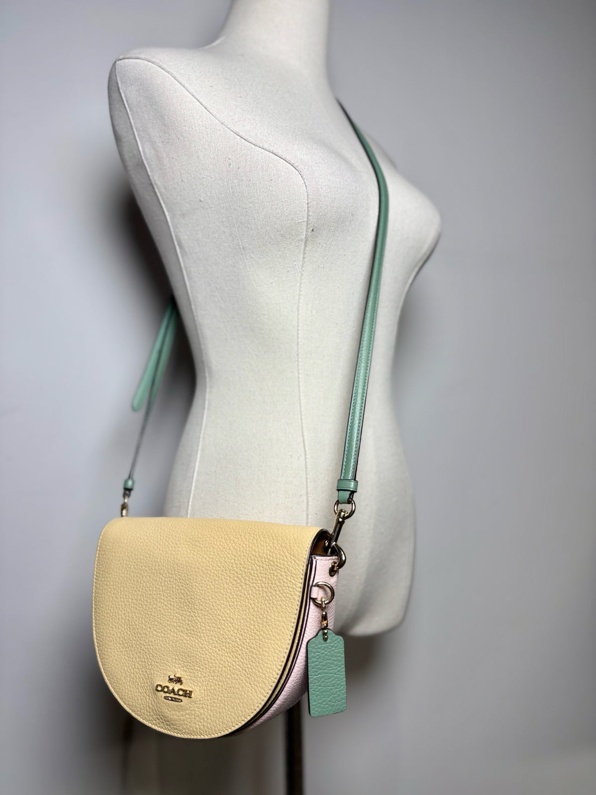 Coach Colorblock Leather Like-New Yellow, Pink, Green Leather Small Purse