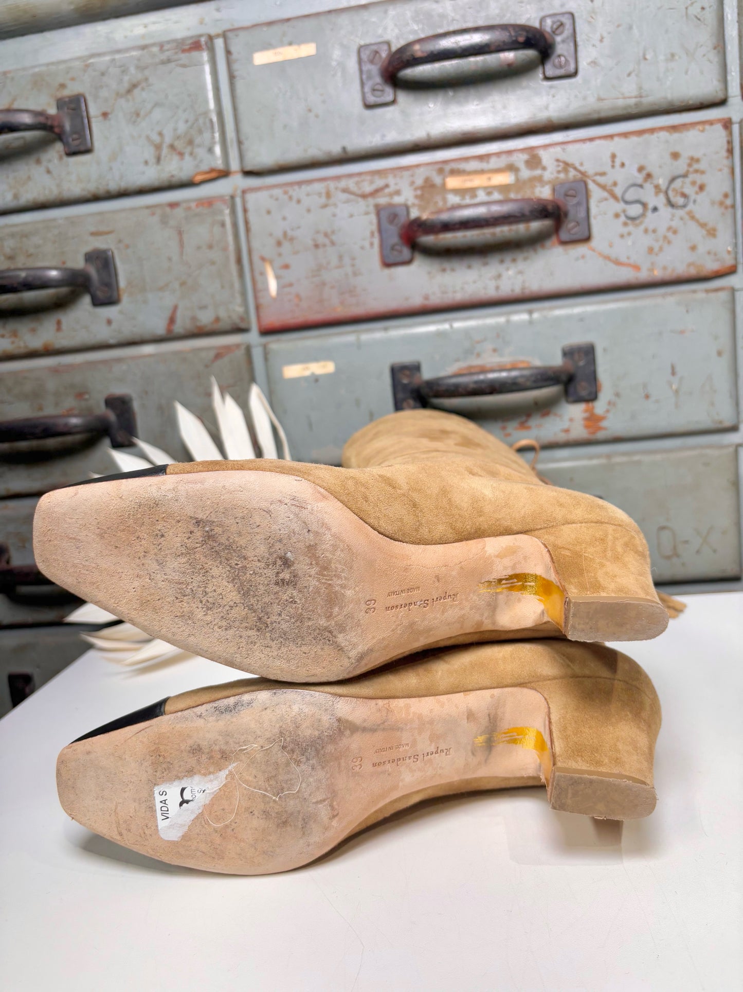 W Shoe Size 39 (8.5 US) Rupert Sanderson Khaki Suede Boots