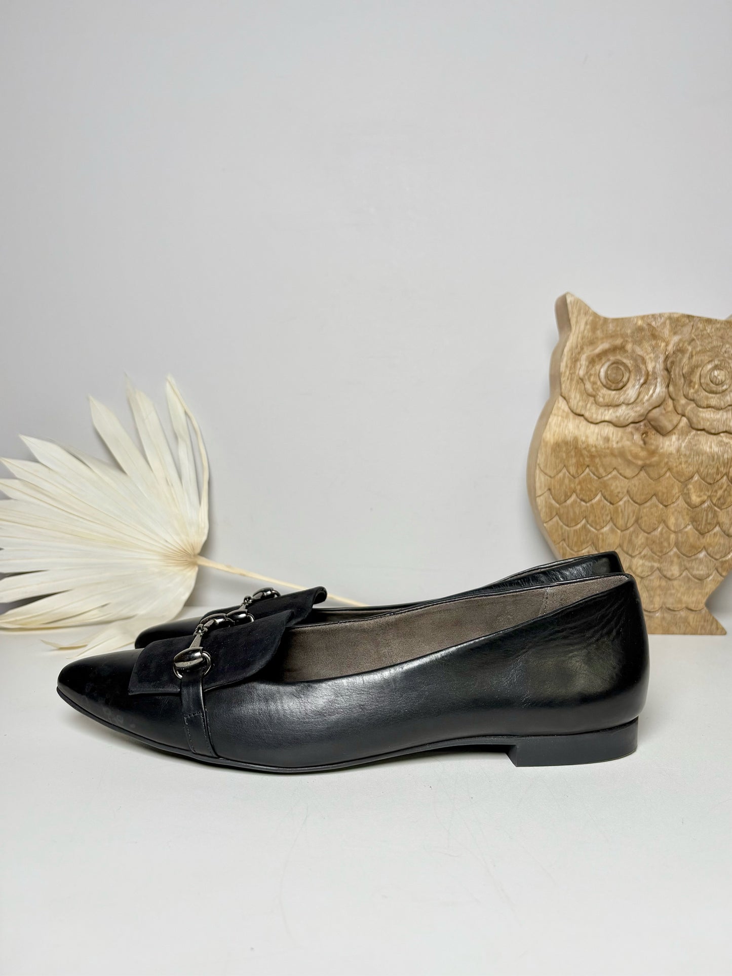 W Shoe Size 9.5 Paul Green Black Leather Cowhide, Suede NWOT Loafers