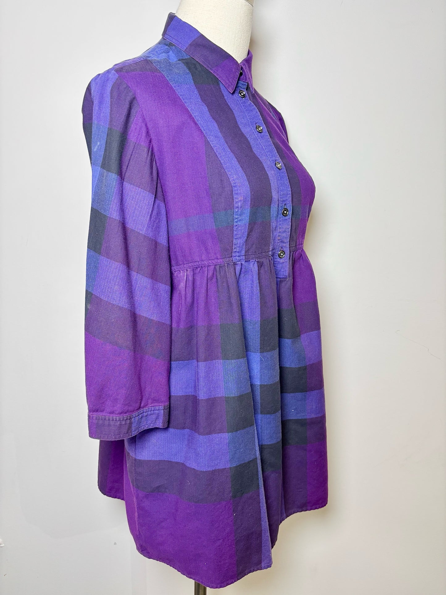 Women Size S Burberry Brit Purple, navy, black Plaid Dress