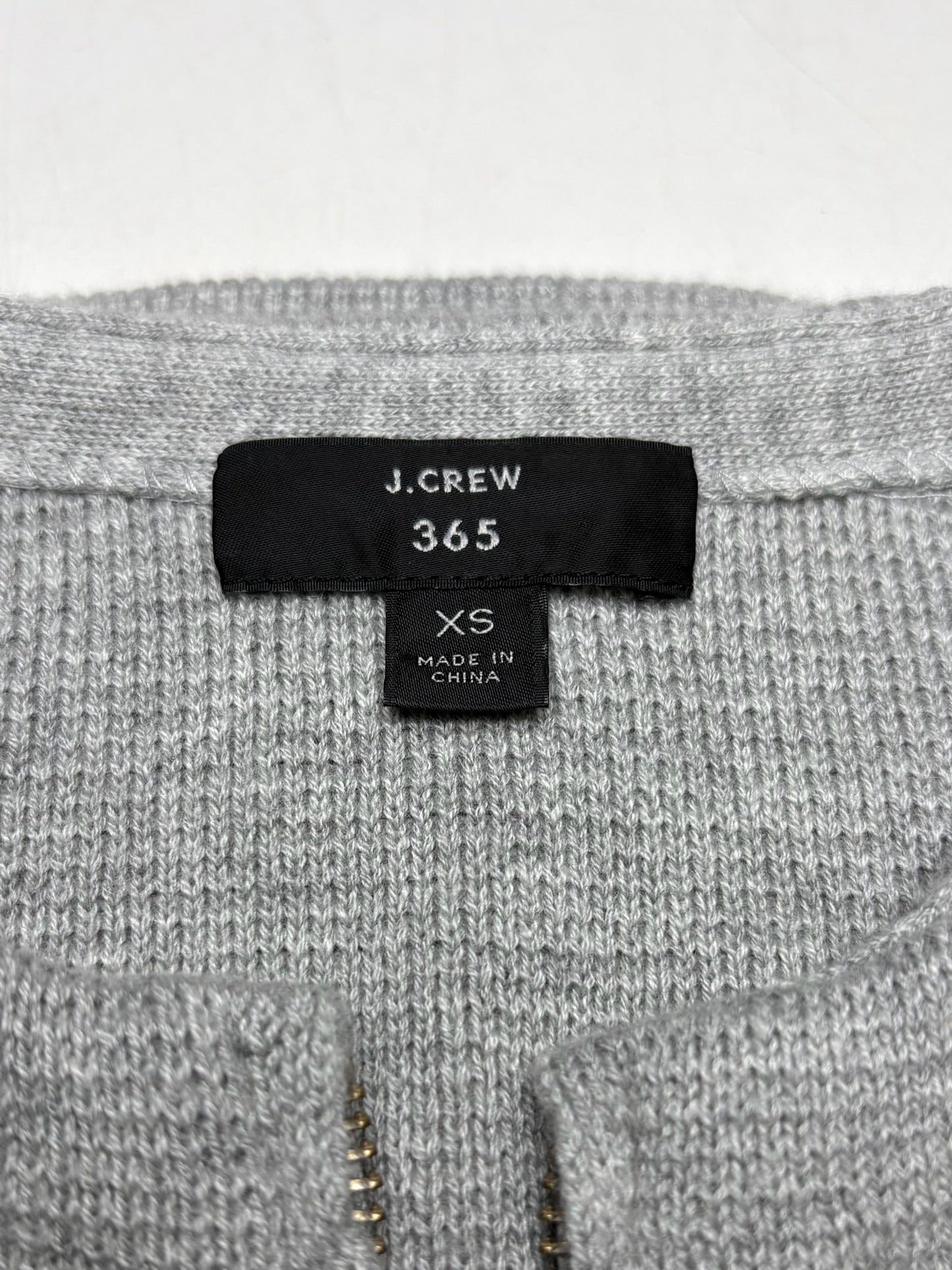 Women Size XS J.Crew 365 Light Gray Waffle Knit Cotton Wool Blend Pre-Owned Sweater