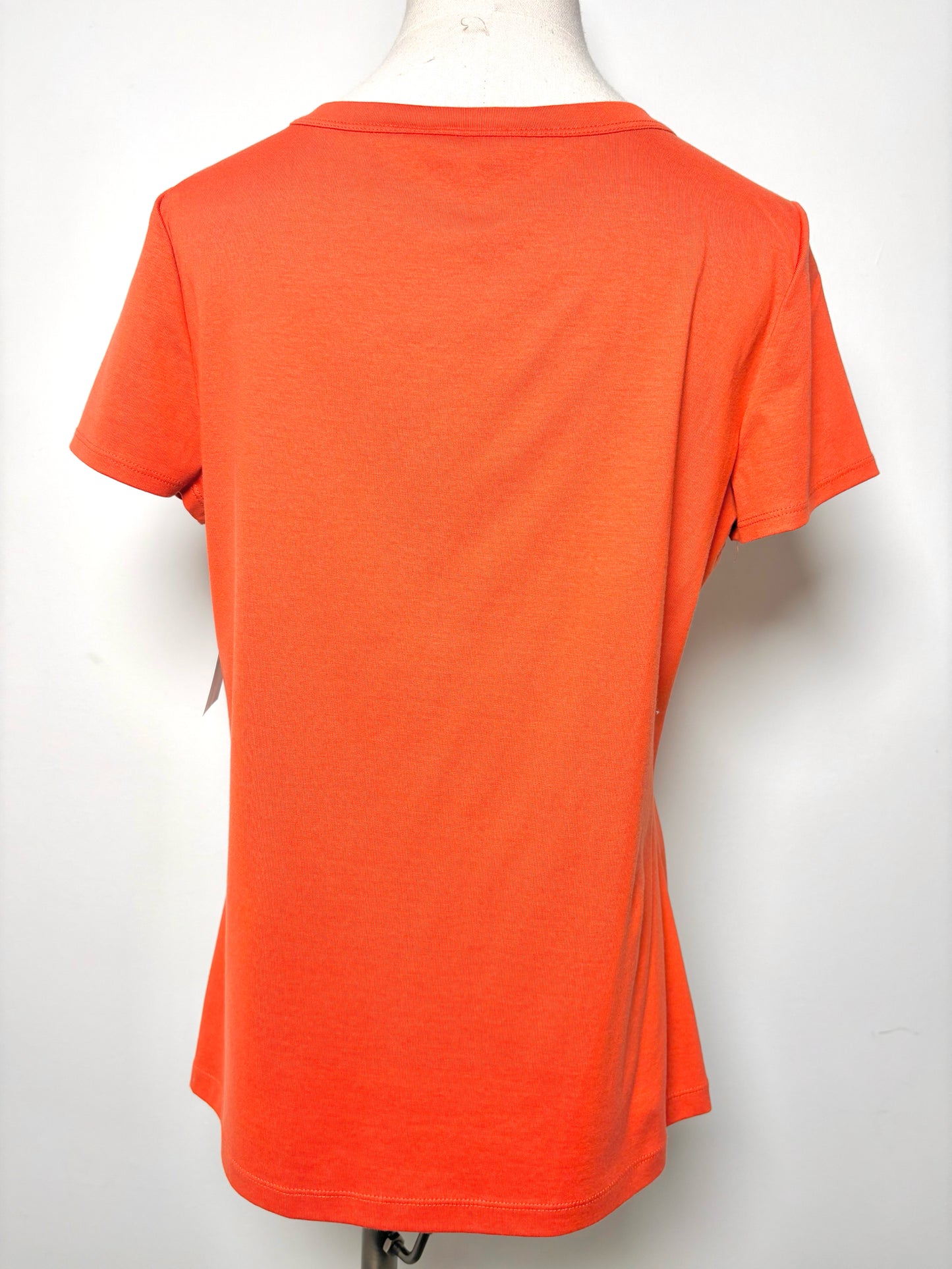 Women Size L Lafayette 148 Orange Solid Cotton Shirt