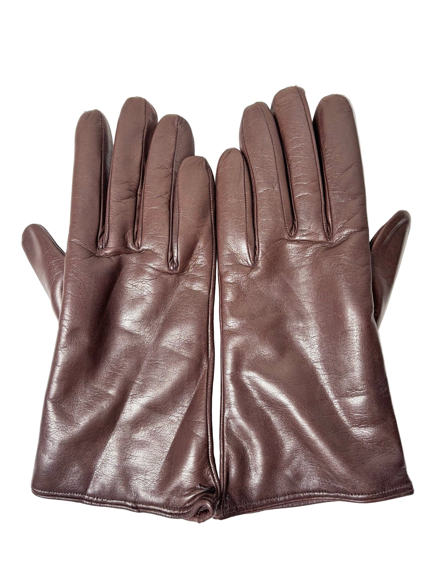 Madova Brown Leather, Cashmere Ladies Sz 6.5 Gloves