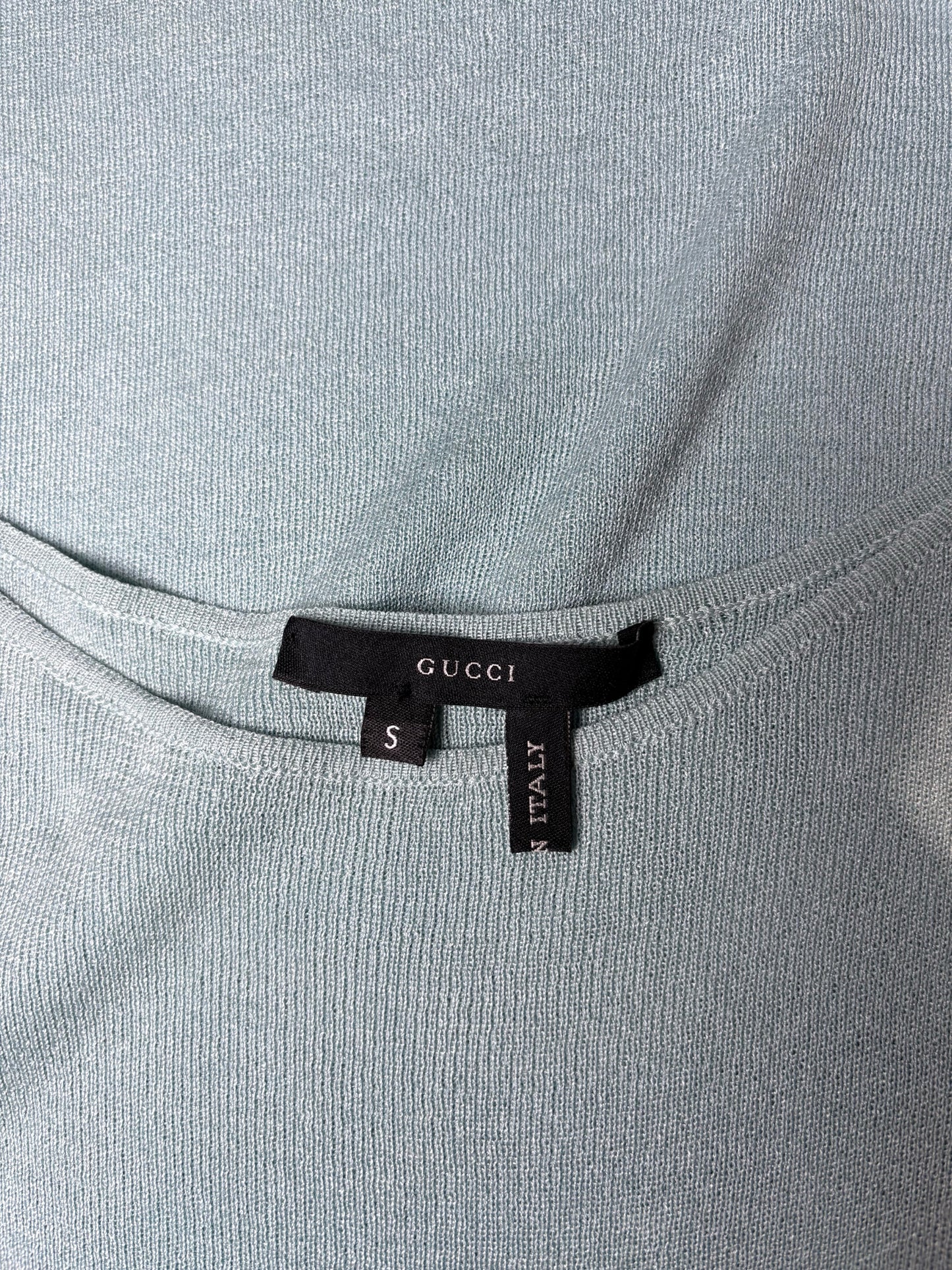 Women Size S Gucci Turquoise Solid Pure Silk Pre-owned Sweater