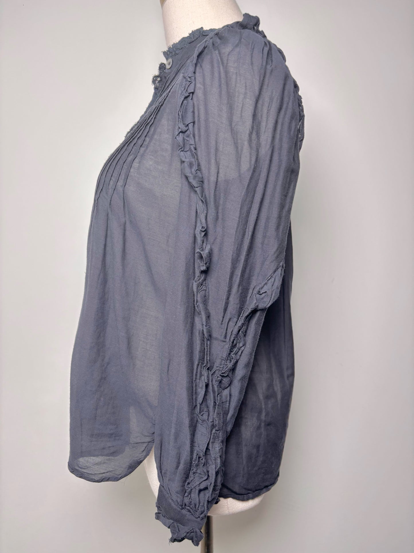 Women Size XS Zadig & Voltaire Black Solid Cotton Blend Pre-owned Blouse
