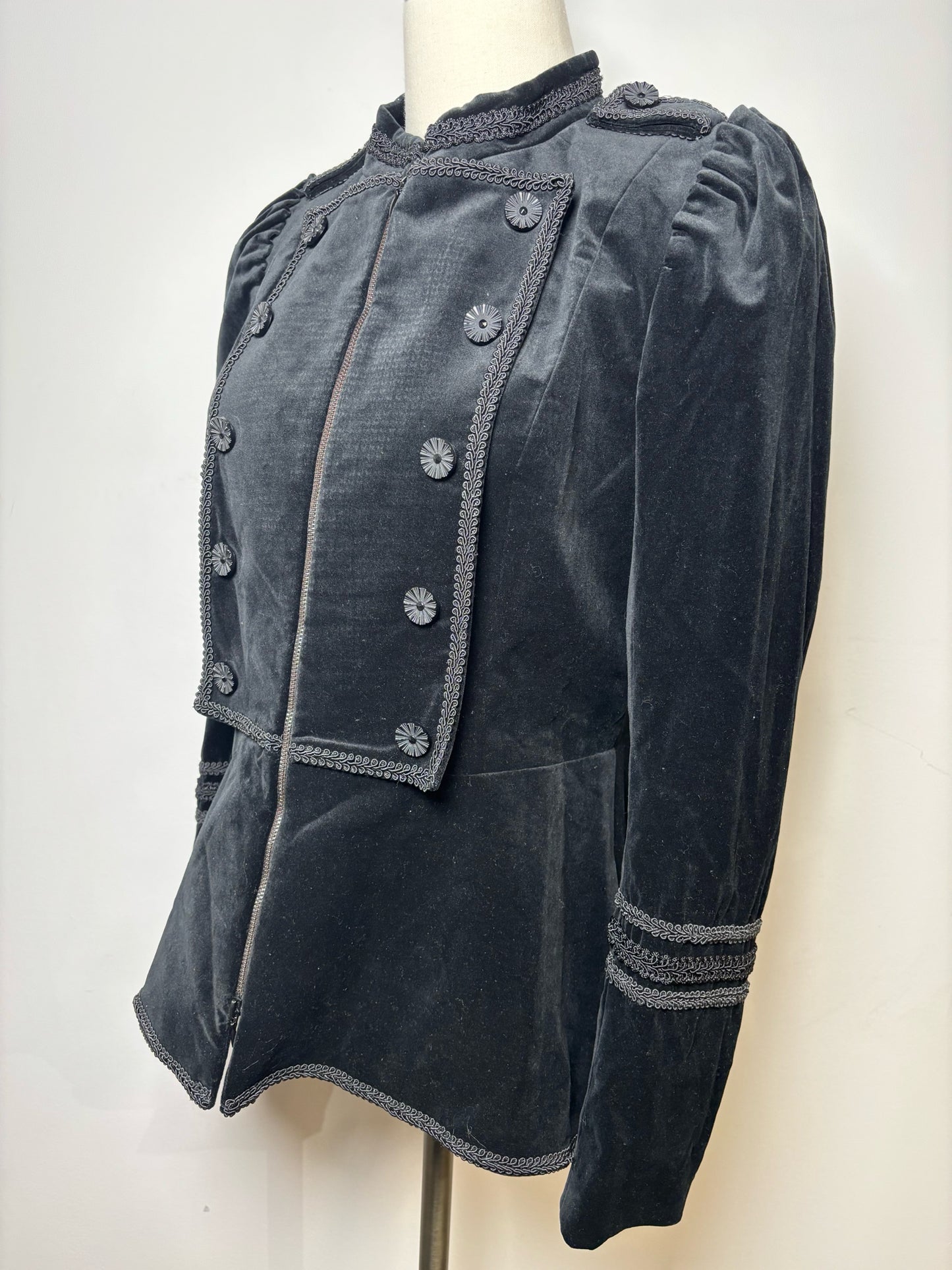 Women Size L Anne Fontaine Black Solid Velvet NWT Military/Symphonie Jacket