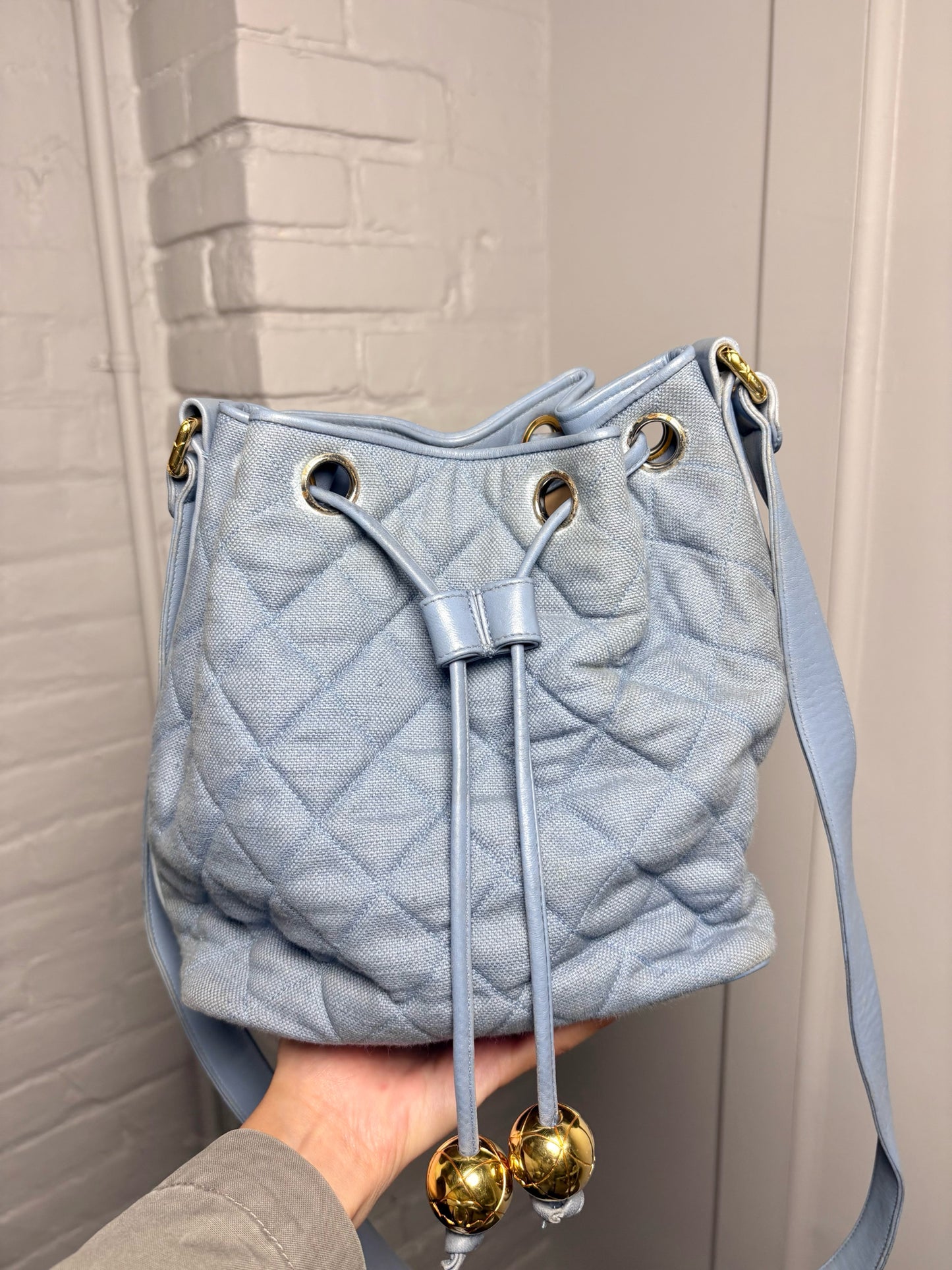 Canvas Chanel Quilted Vintage Leather Baby Blue Small Purse
