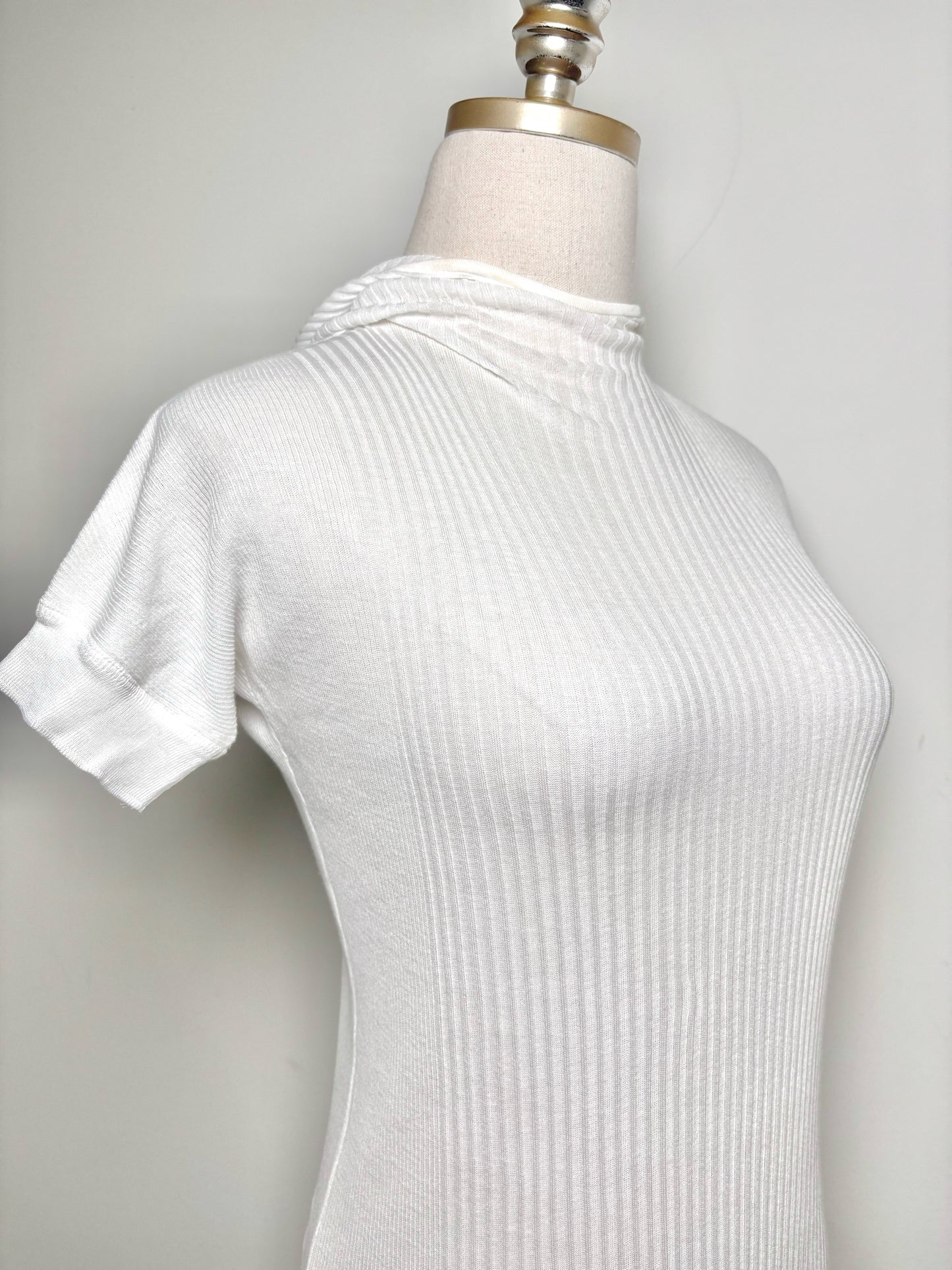 Women Size 6 Isabel Toledo White Solid Cotton Blend Midi Bodycon Dress