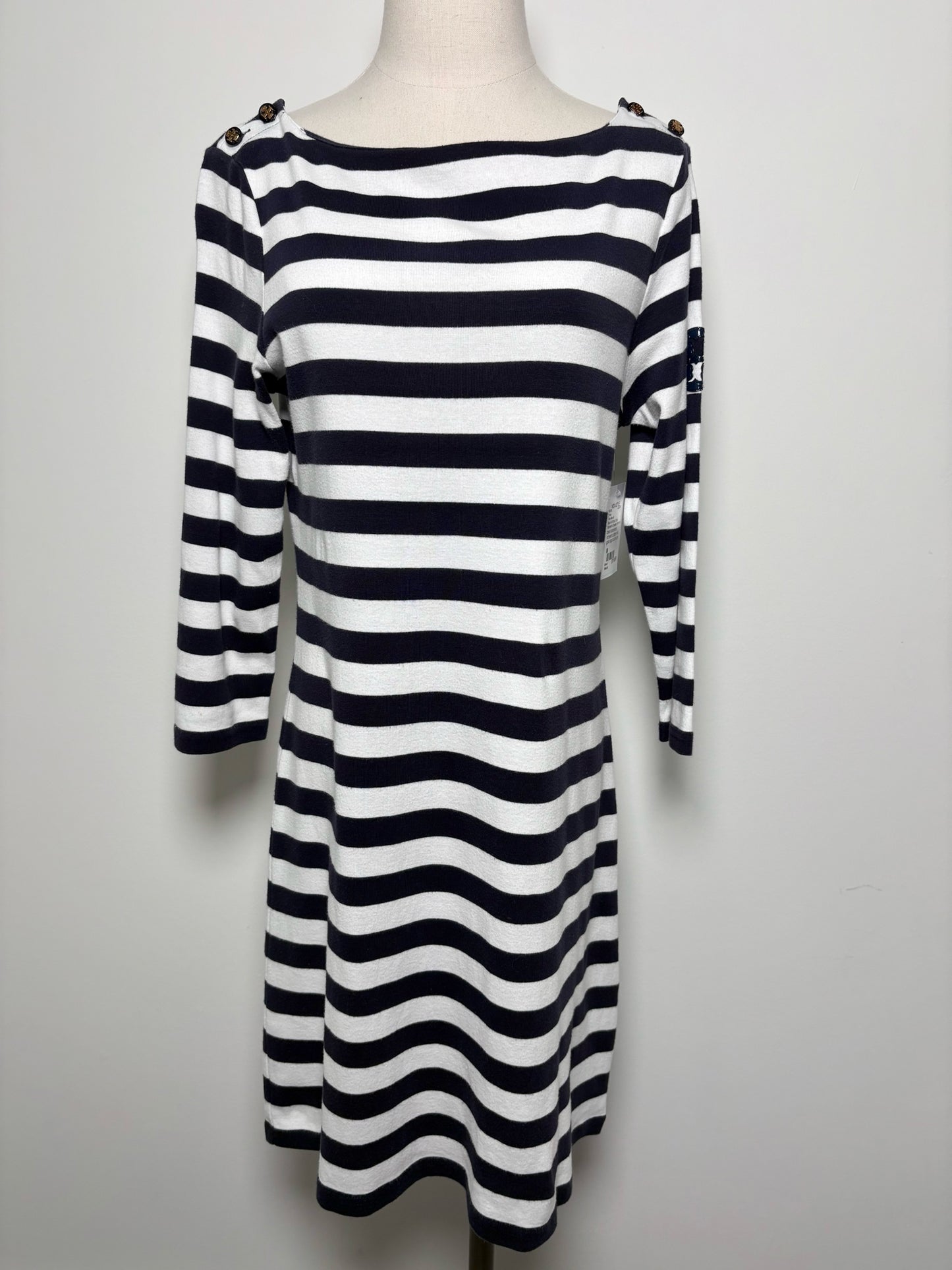 Women Size M Tory Burch Navy & White Stripe Cotton Dress