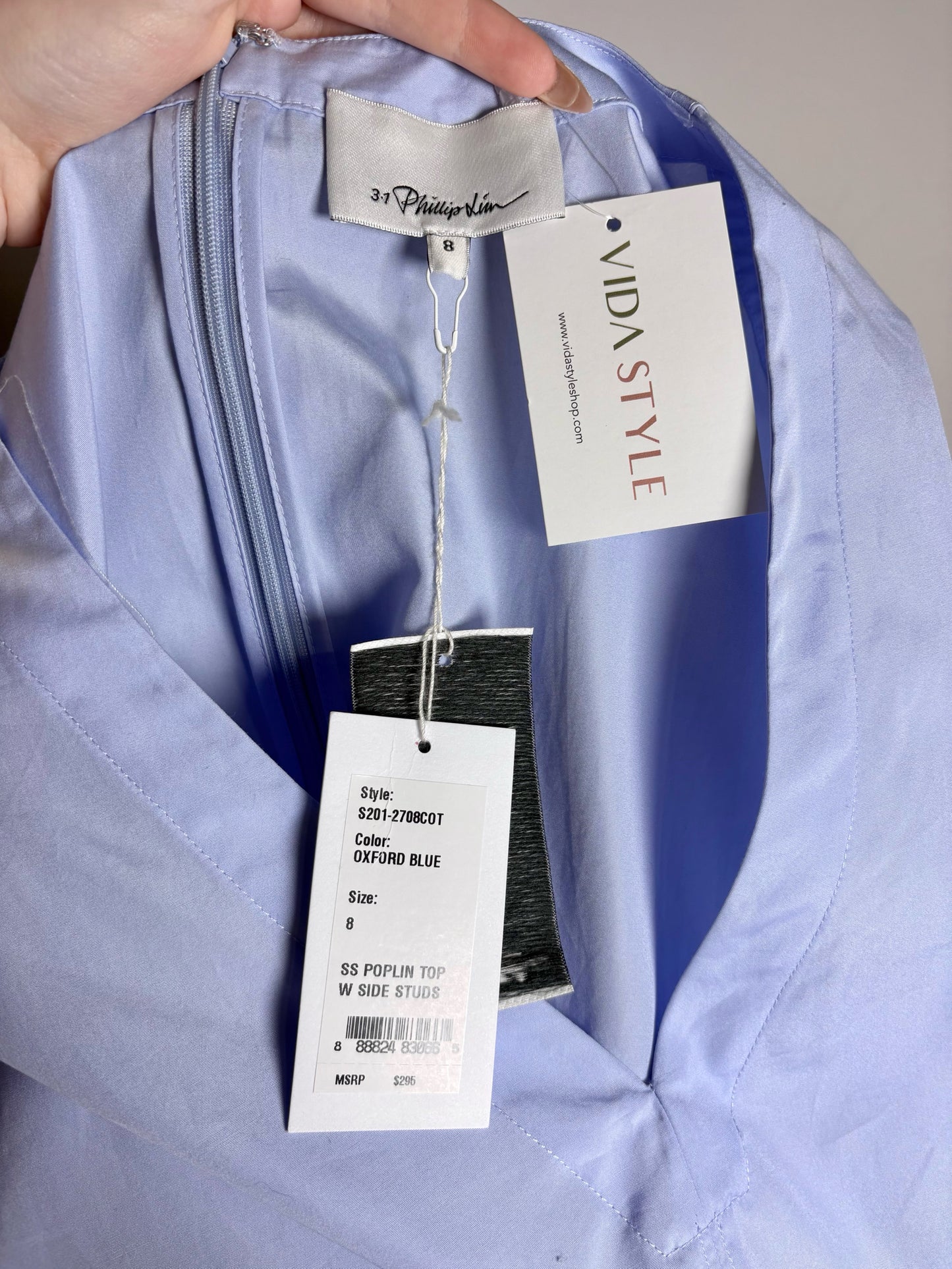 Women Size 8 3.1 Phillip Lim Light Blue Solid 100% Cotton Women's Top