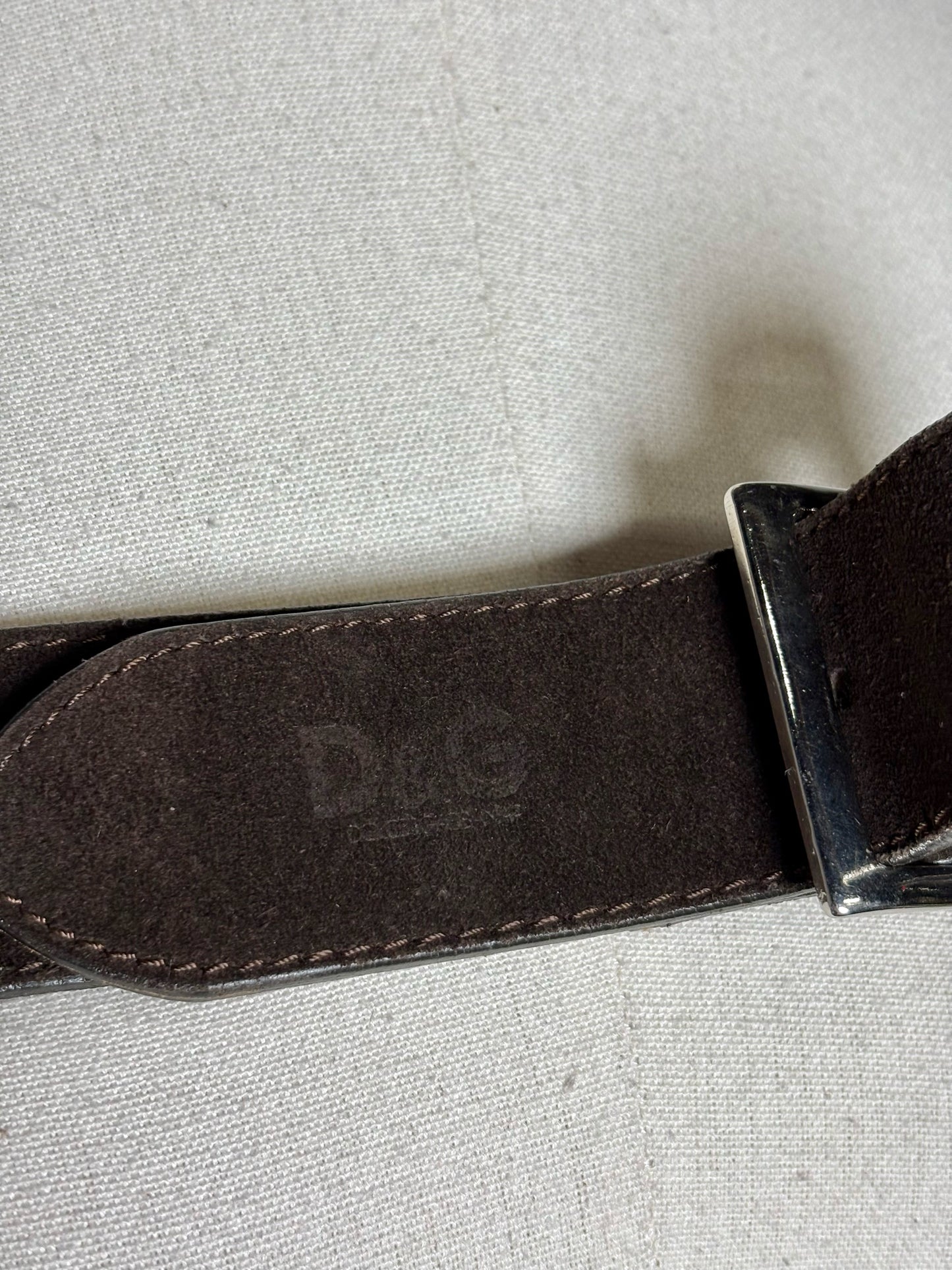 Dolce & Gabbana Suede Leather 32.5"-36.5" Dark Brown Women's Belt