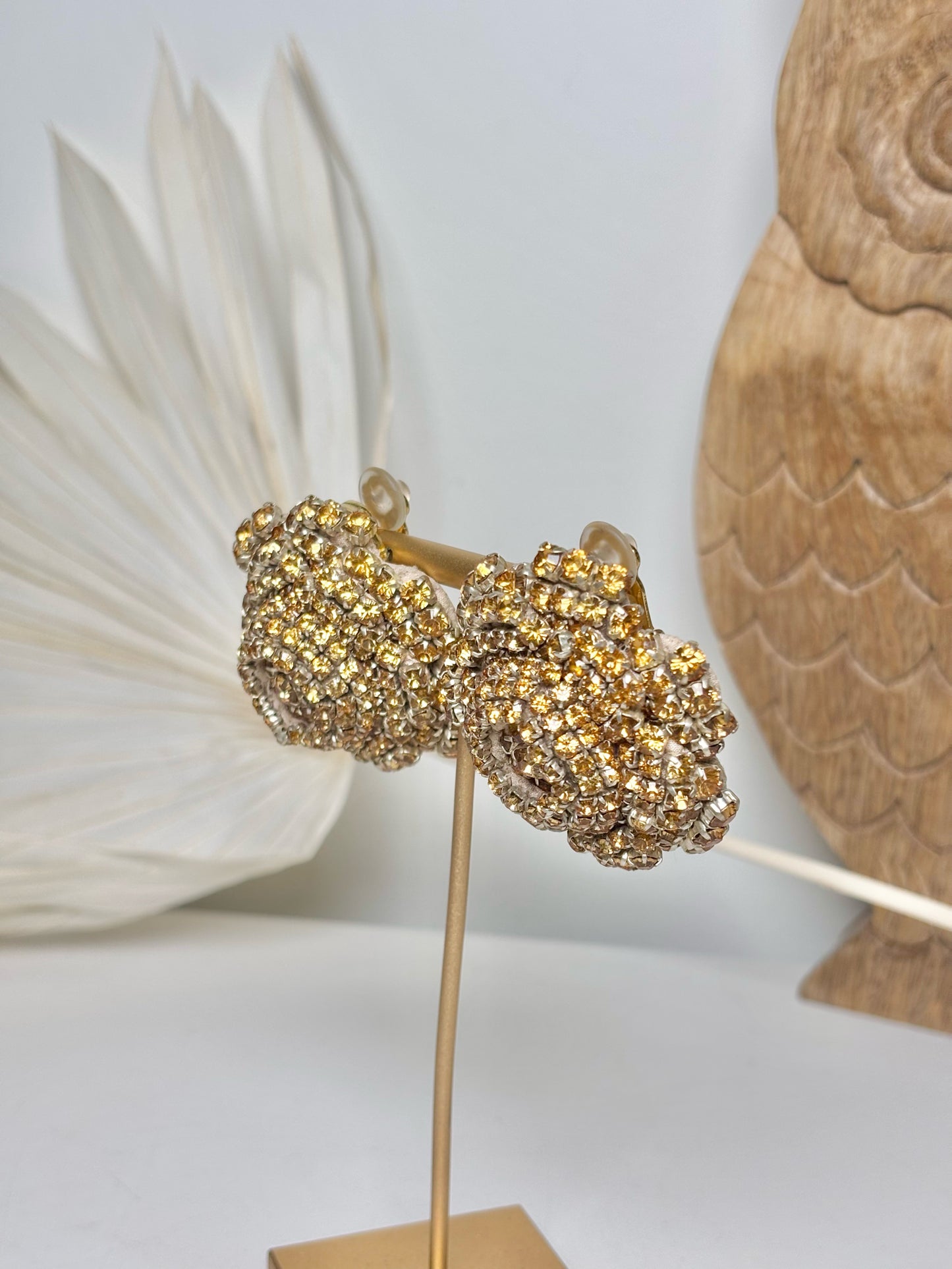 Rebecca de Ravenel Semi-Precious Gold-plated Clip-on Earrings