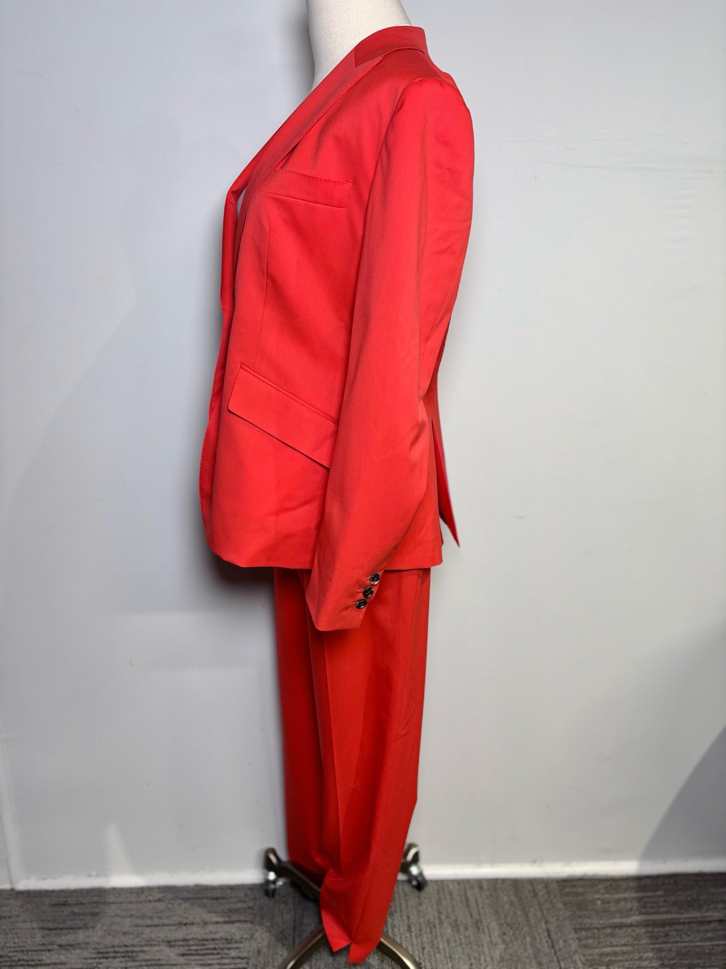 Women Size 48 (L, US) Belvest Red Pure Wool 2-piece Blazer, Pants Suit