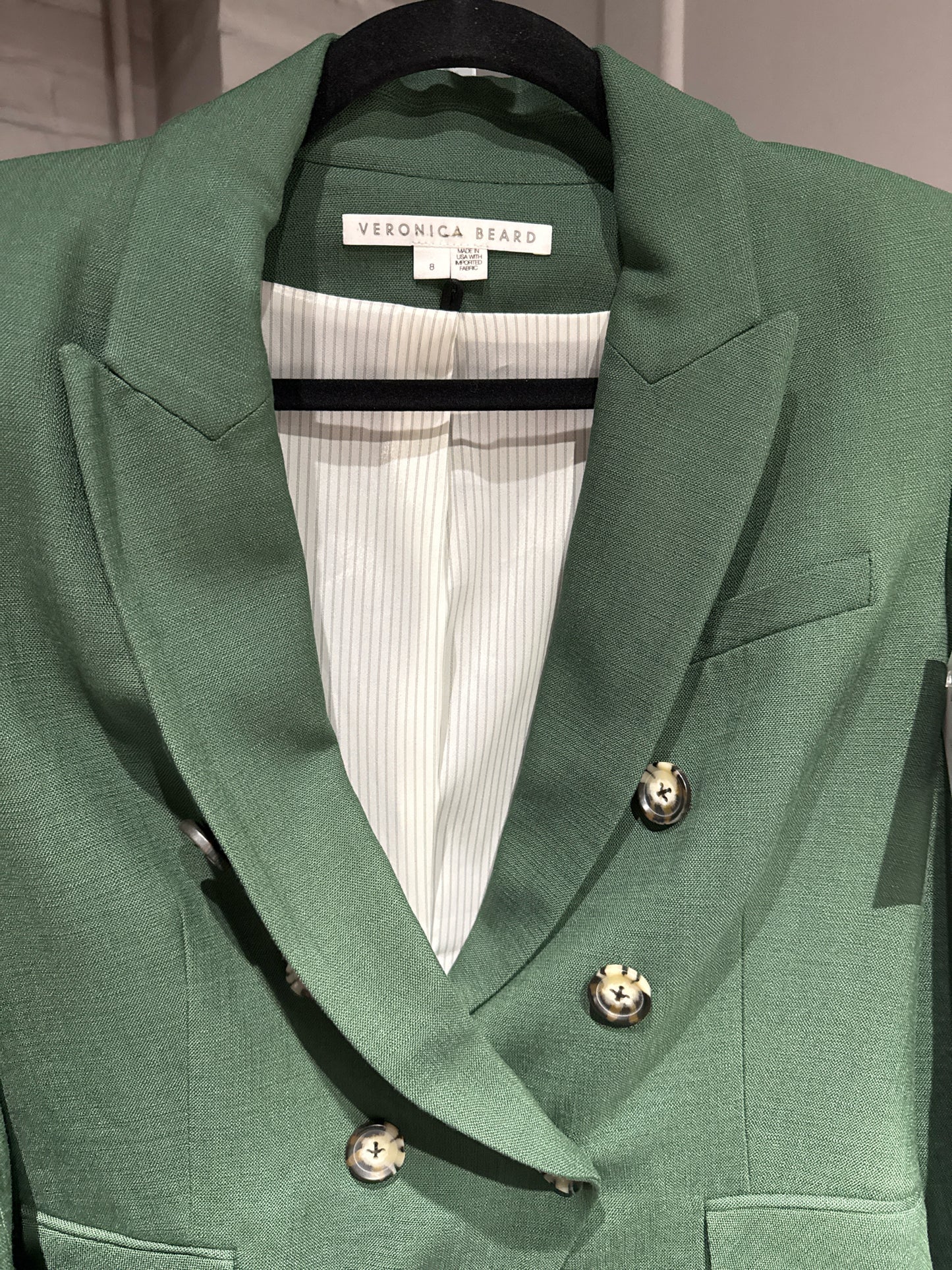 Women Size 8 Veronica Beard Hunter Green Double-breasted Blazer