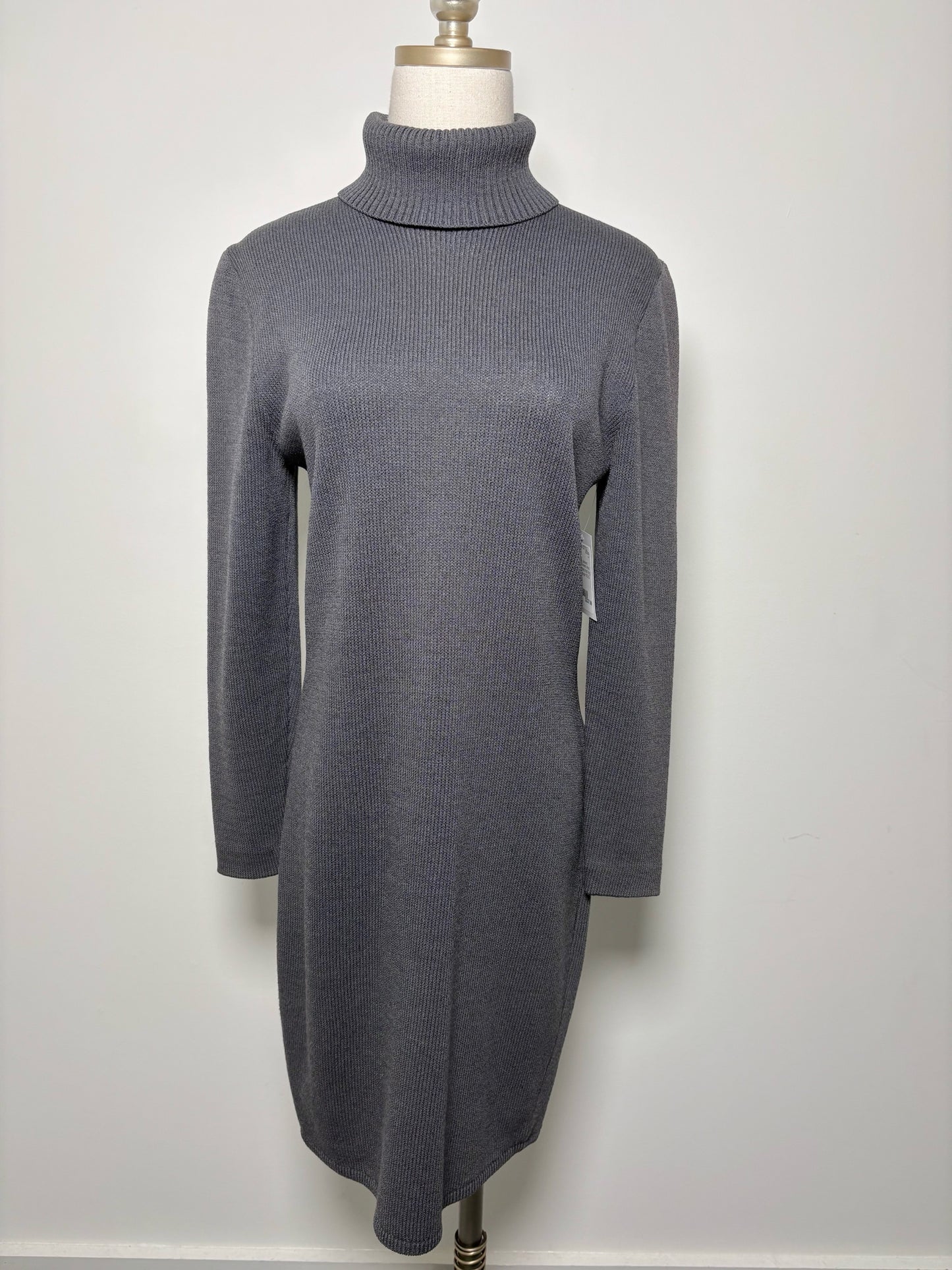 Women Size 2 St. John Gray Solid Wool Pre-owned Dress