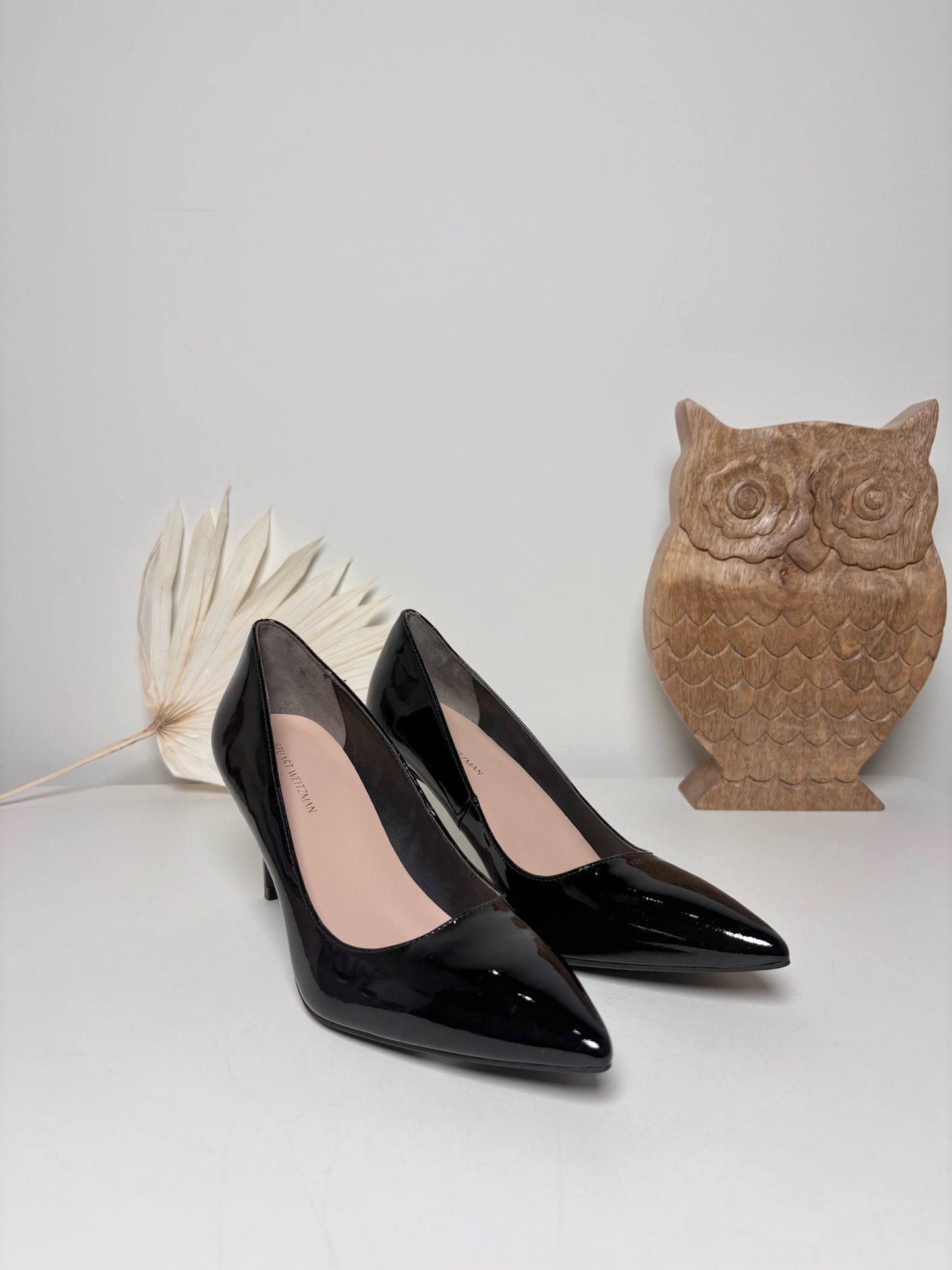 W Shoe Size 6.5 Stuart Weitzman Black Leather Patent NWOT Heels