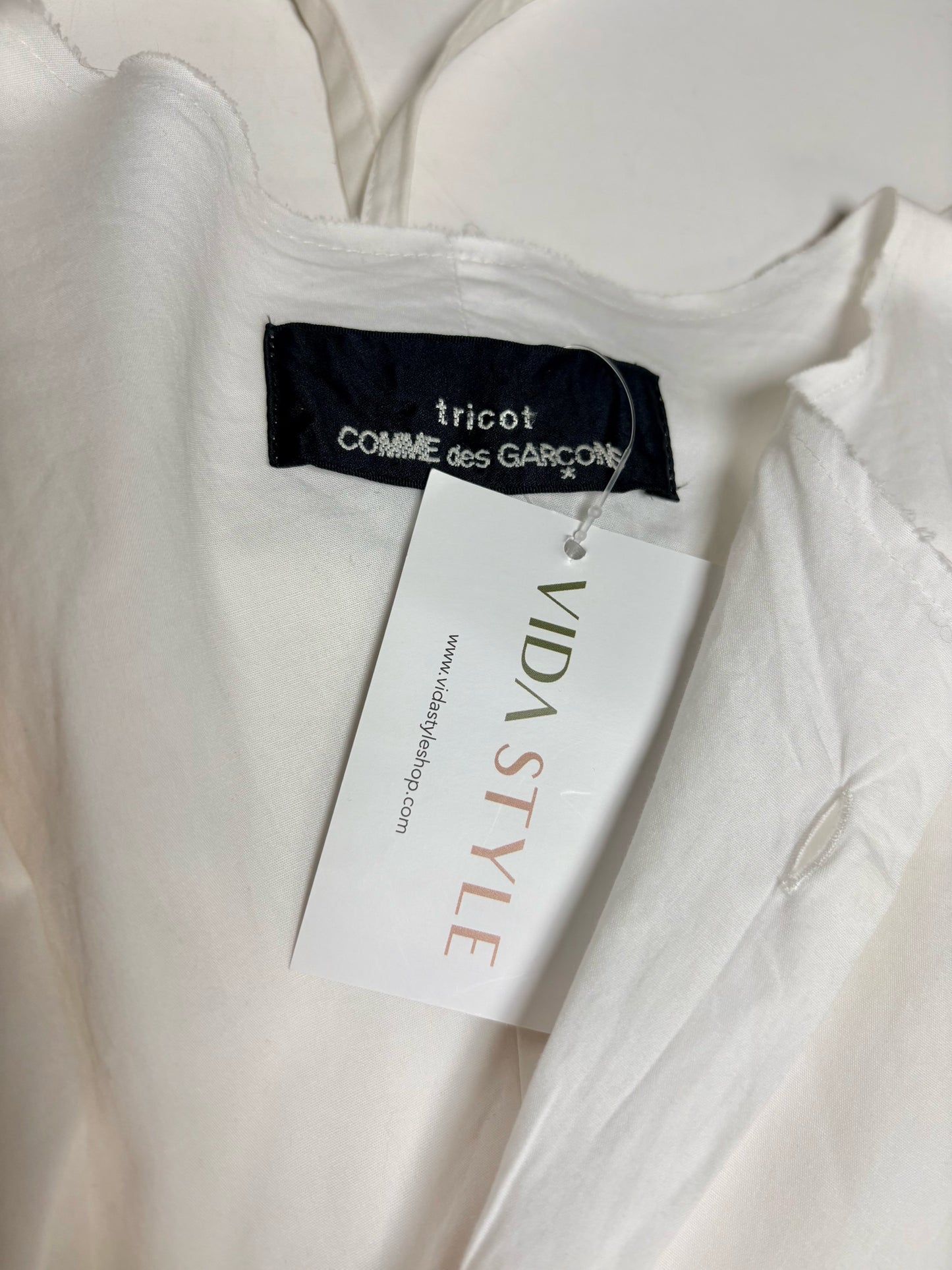 Women Size XS/S Comme des Garçons White Pure Cotton Pre-Owned Collector's Shirt