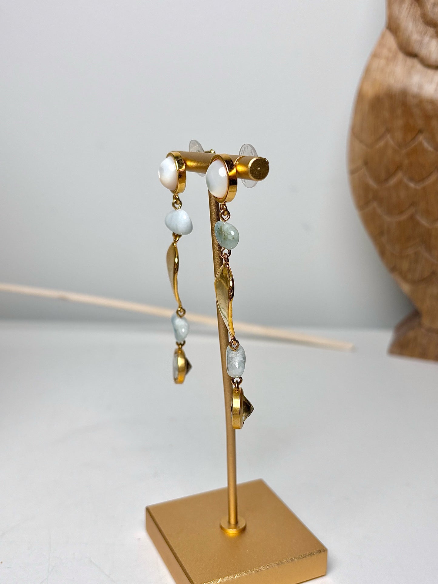 Lizzie Fortunato Multi-stone Blue Cove Pearl Gold Plated Brass Drop Earrings