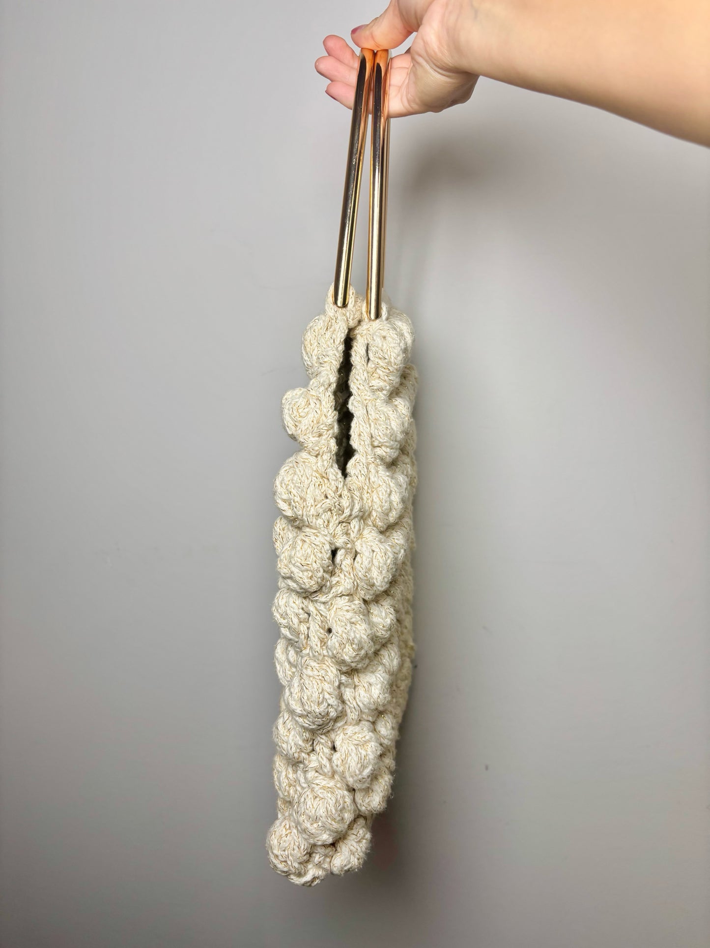 Ulla Johnson Crochet Cotton Cream Tote Gold Handles Purse
