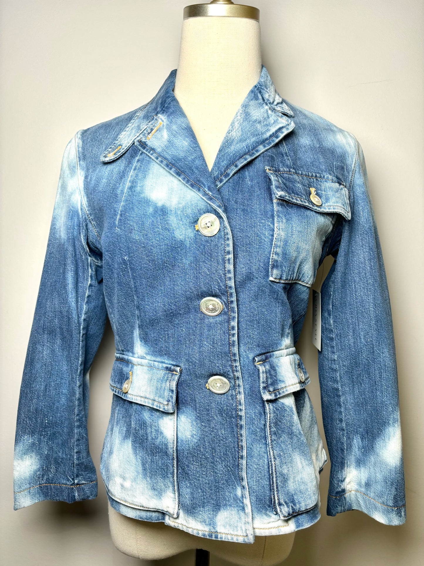 Women Size 4 Ralph Lauren Purple Label Denim Marble Women's Outerwear Jacket