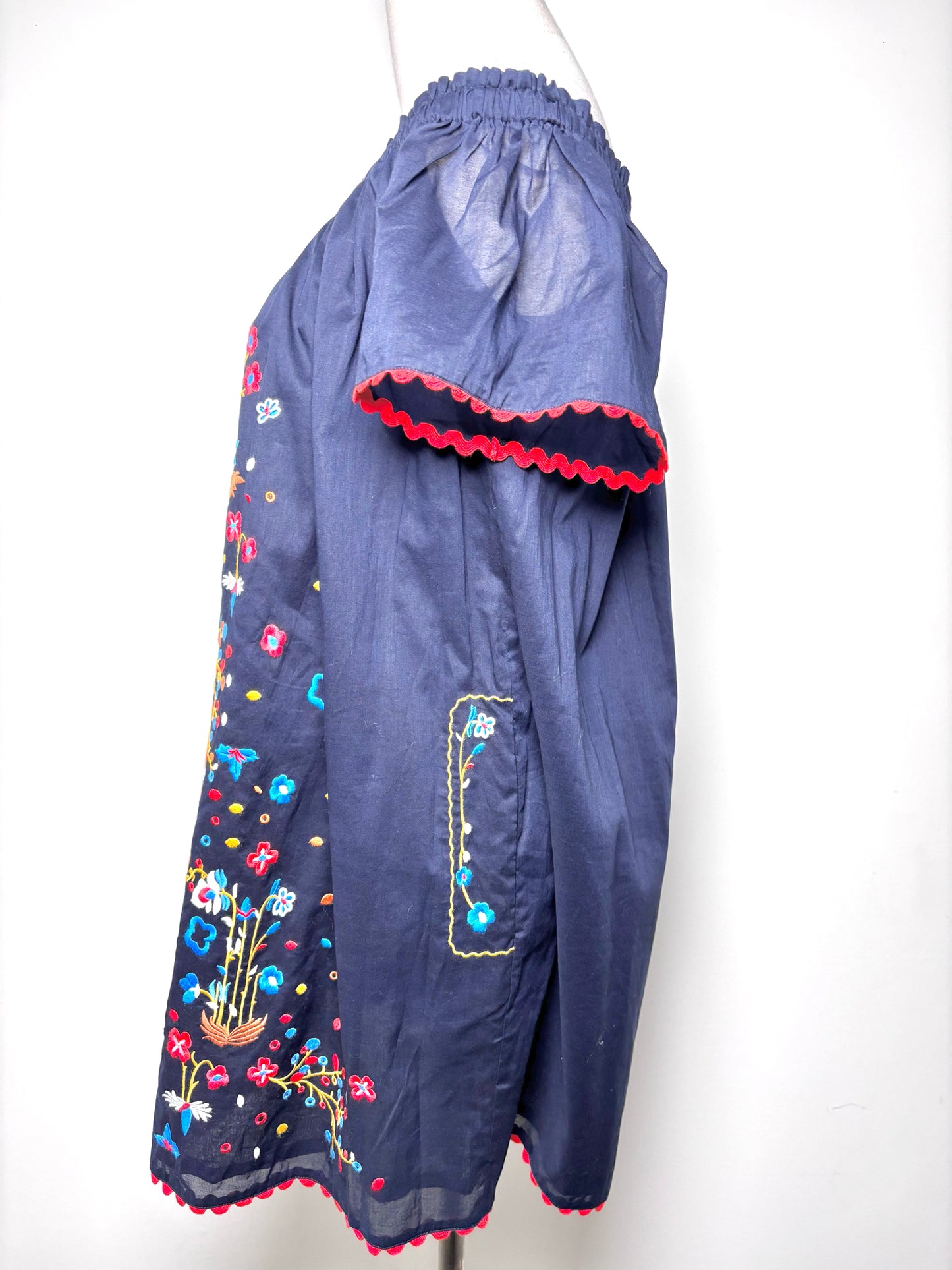 Women Size S/P Tory Burch Blue Embroidered Cotton NWT Dress