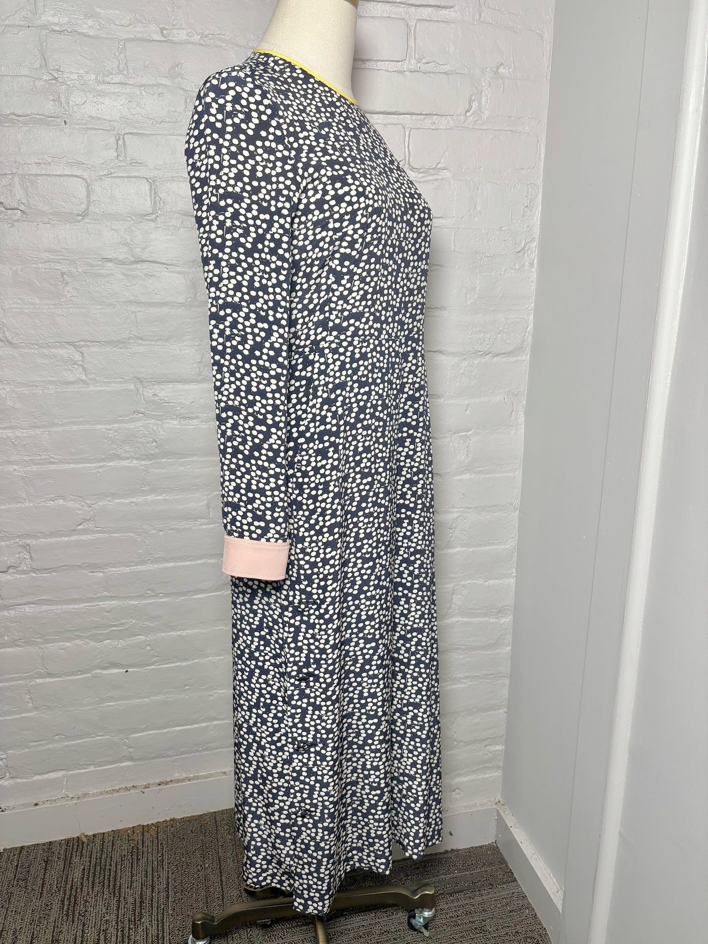 Women Size 4 Max Mara Blue, Cream Geometric Print Jumpsuit