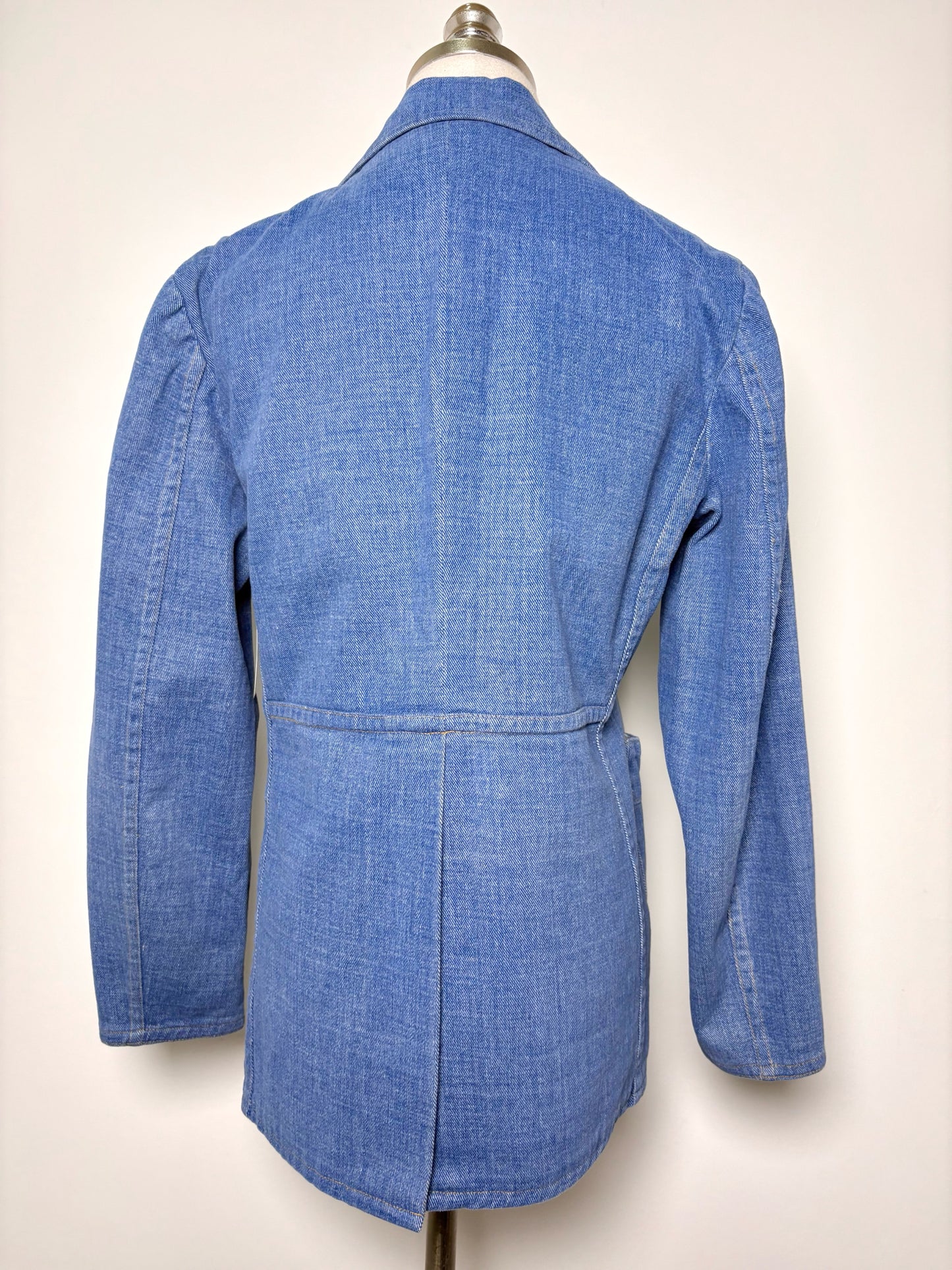 Women Size S No Label Blue Solid Denim Vintage Jacket
