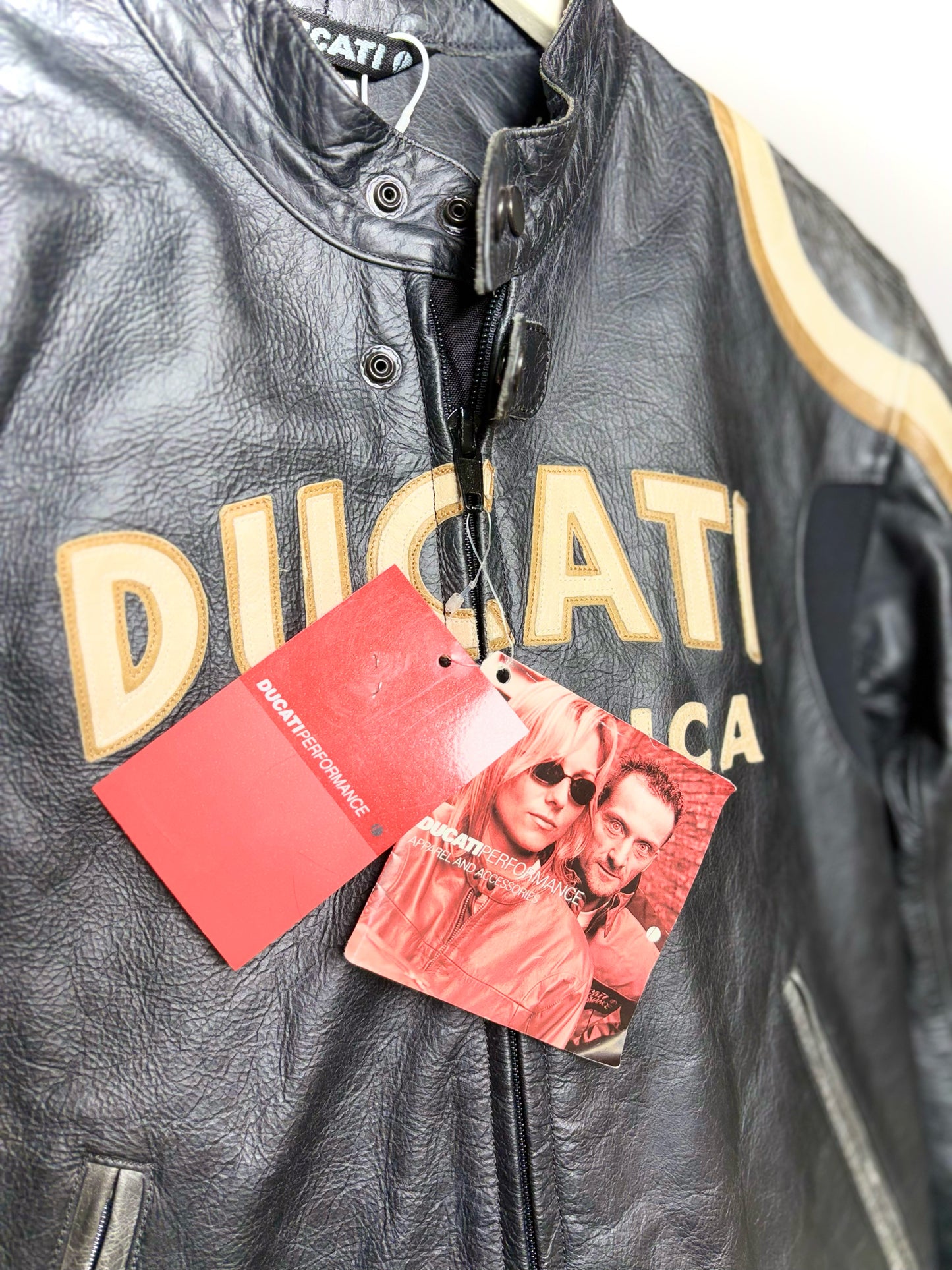 Ducati Black Leather Logo Motorcycle Men's L Jacket