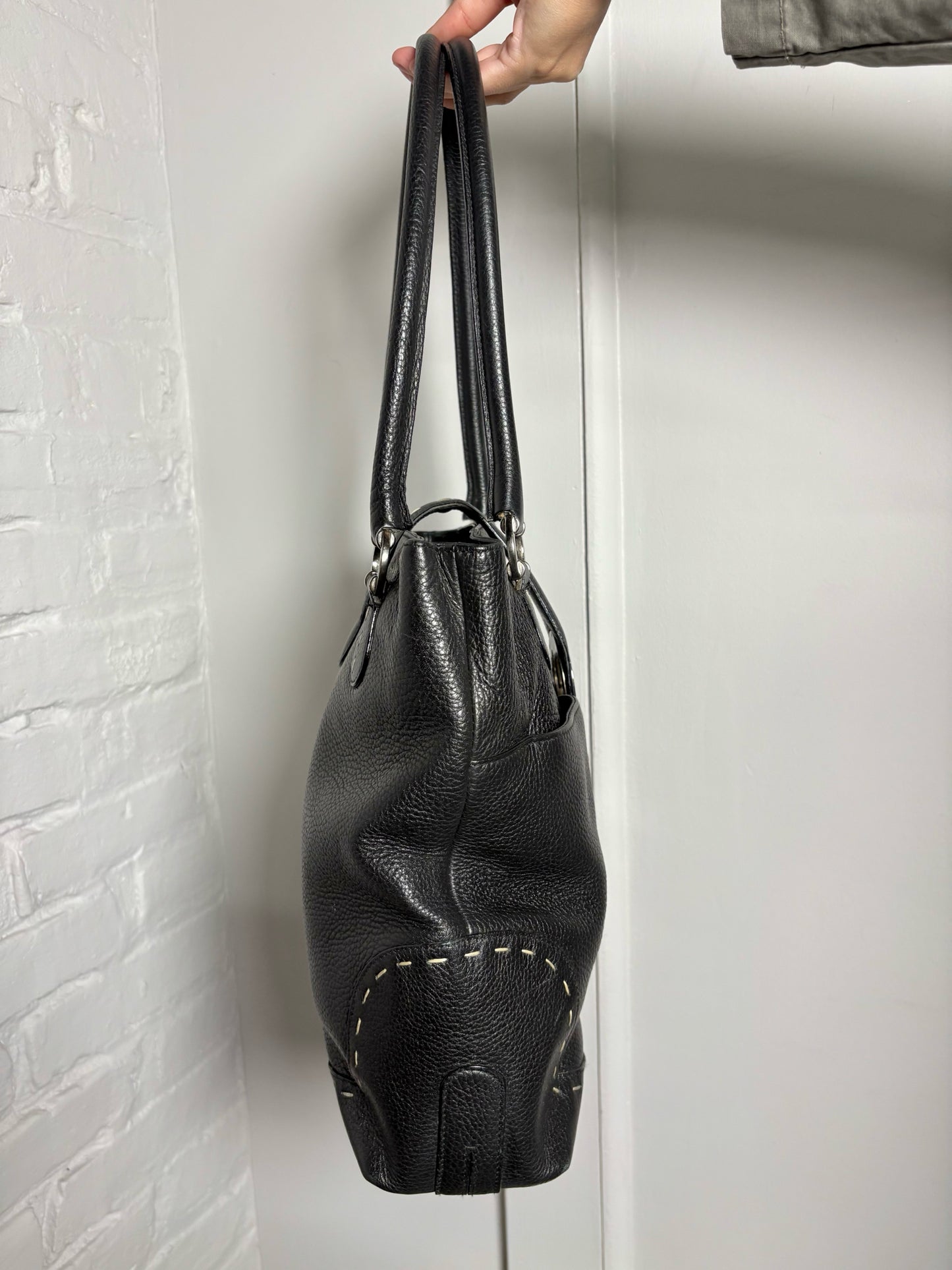 Escada Solid Leather Black Cowhide Purse