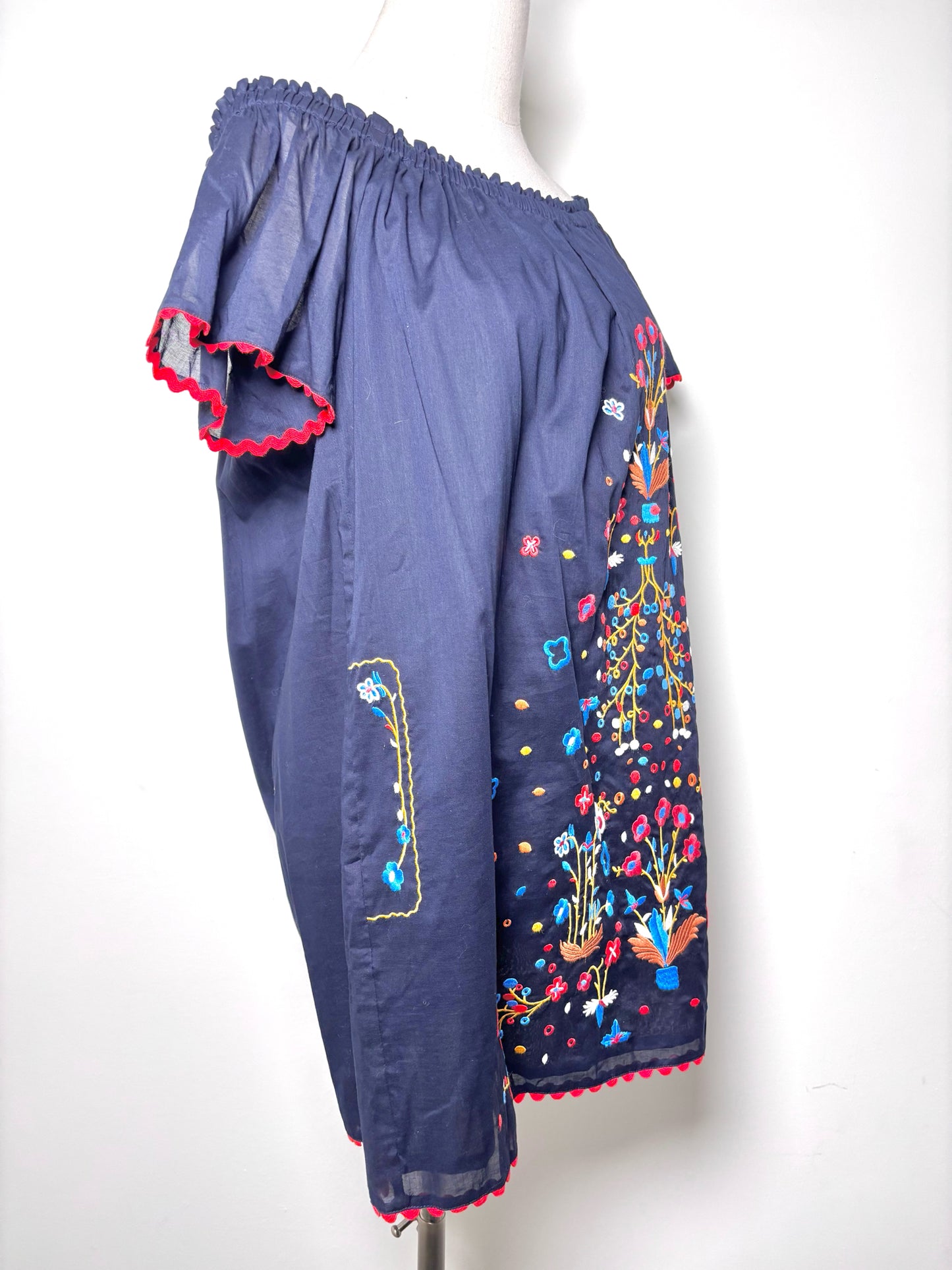 Women Size S/P Tory Burch Blue Embroidered Cotton NWT Dress