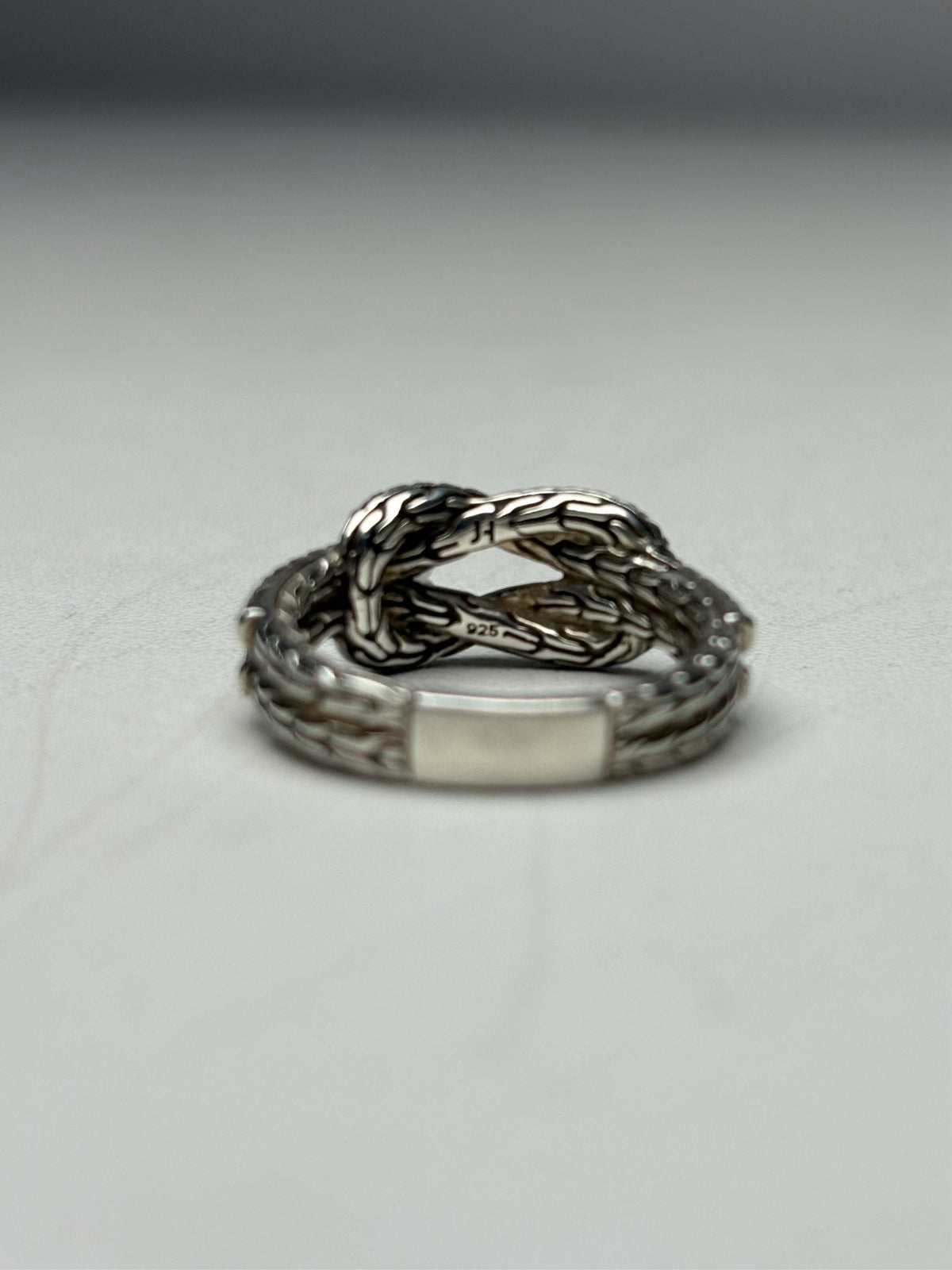 Women's Size 6 John Hardy Love Knot Diamond Sterling Silver Pre-Owned Ring