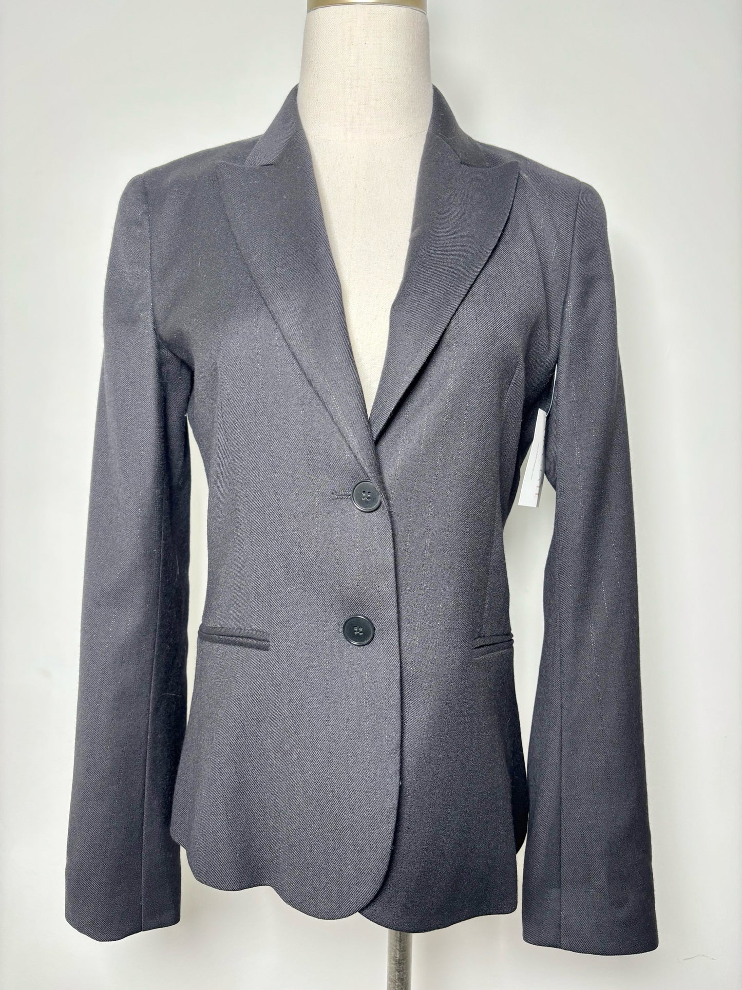 Women Size 6 Theory Black Pinstriped, Seersucker Blazer